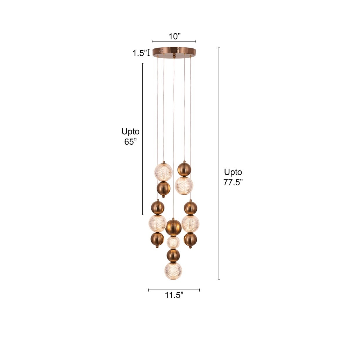 Meant For Me (Gold, Dimmable LED with Remote Control) Chandelier