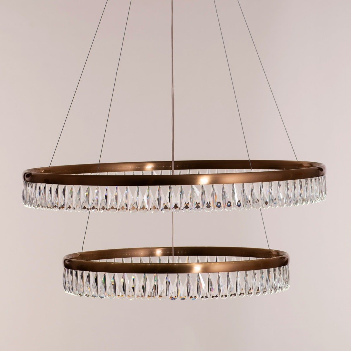 Through The Fire (Large, Gold, Dimmable LED with Remote Control) 2- Layer Crystal Chandelier