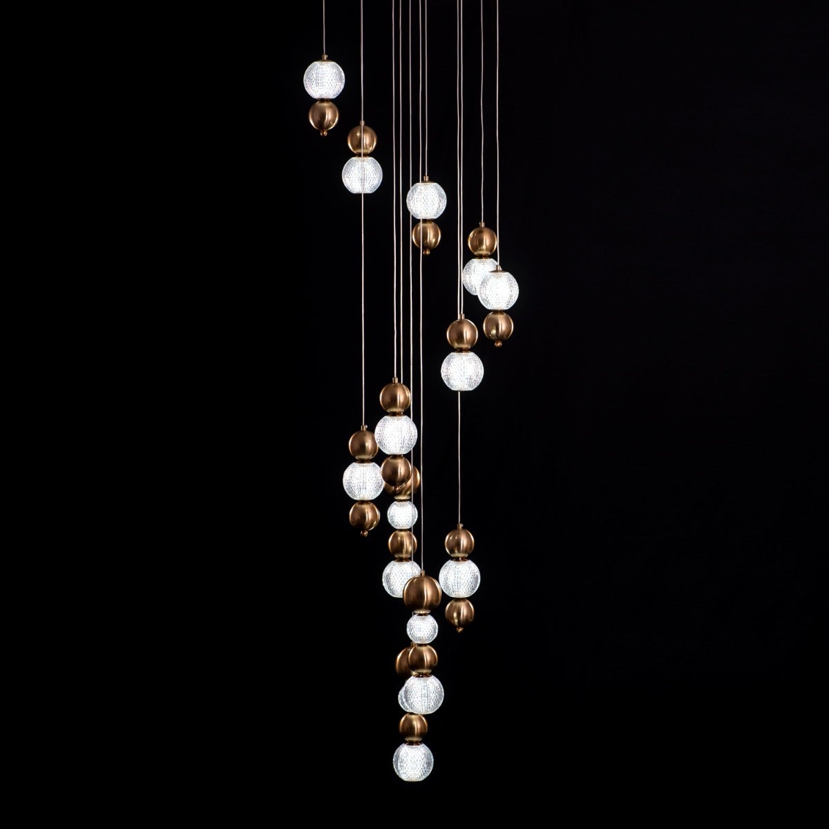 Meant For Me (Gold, Dimmable LED with Remote Control) Double Height Chandelier
