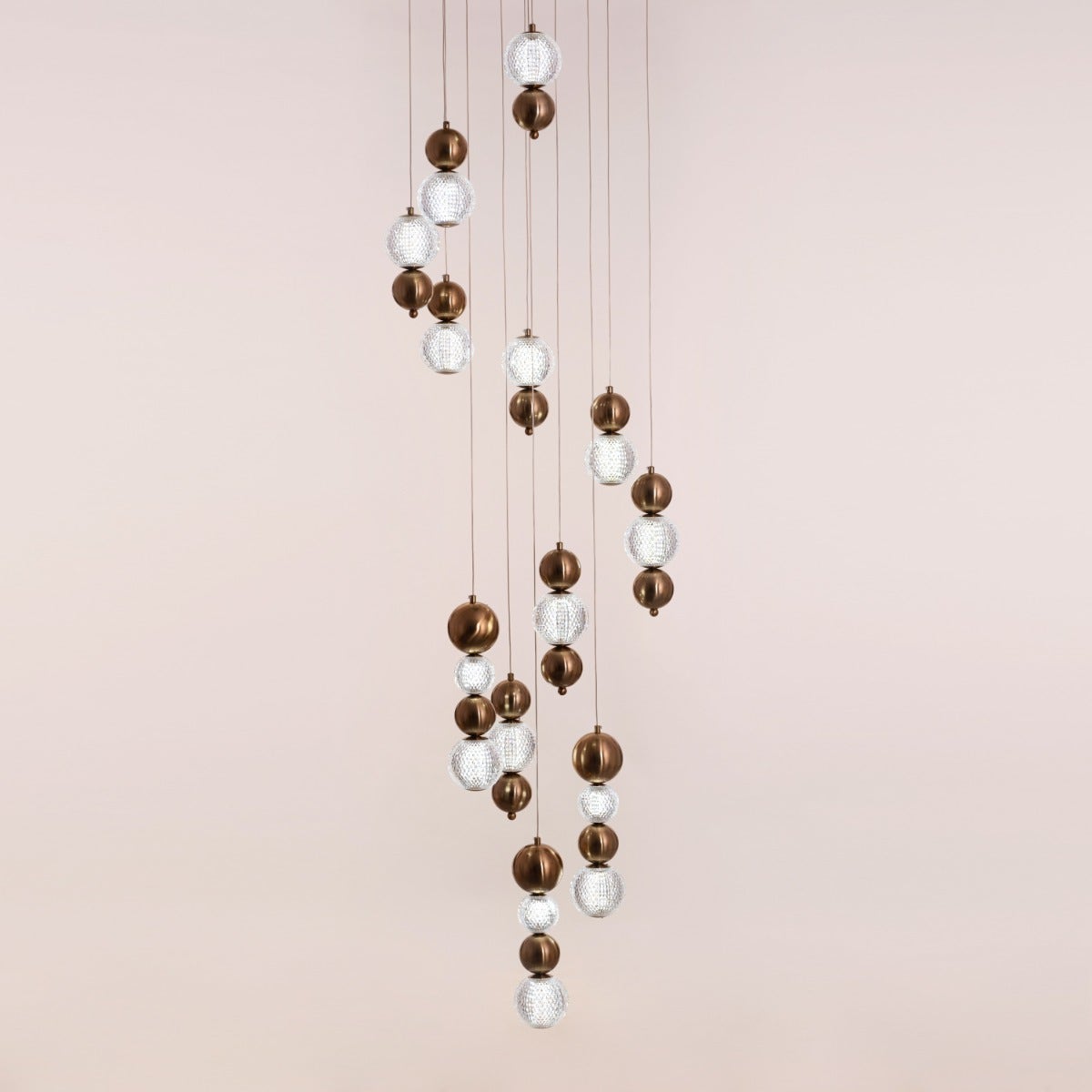 Meant For Me (Gold, Dimmable LED with Remote Control) Double Height Chandelier