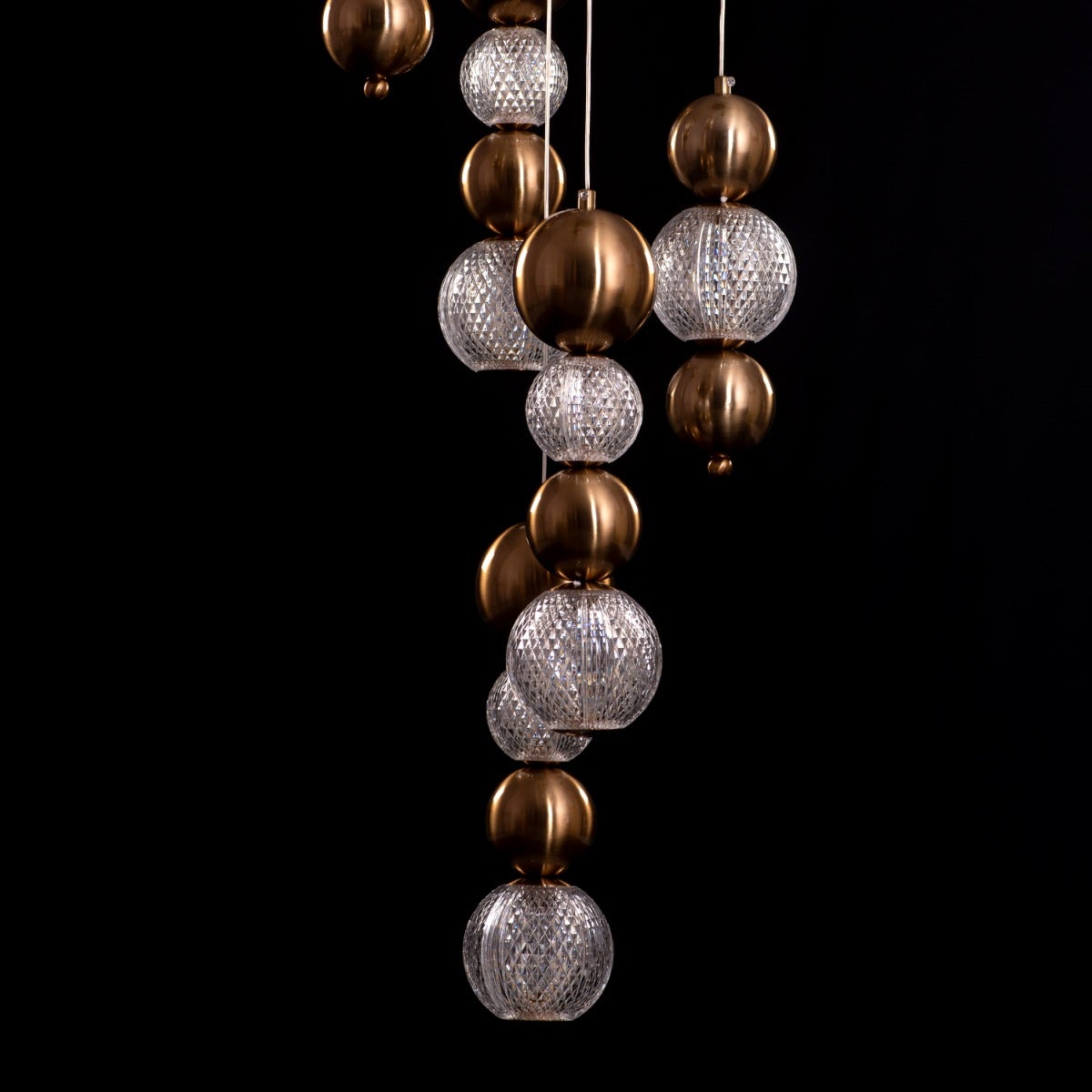 Meant For Me (Gold, Dimmable LED with Remote Control) Double Height Chandelier