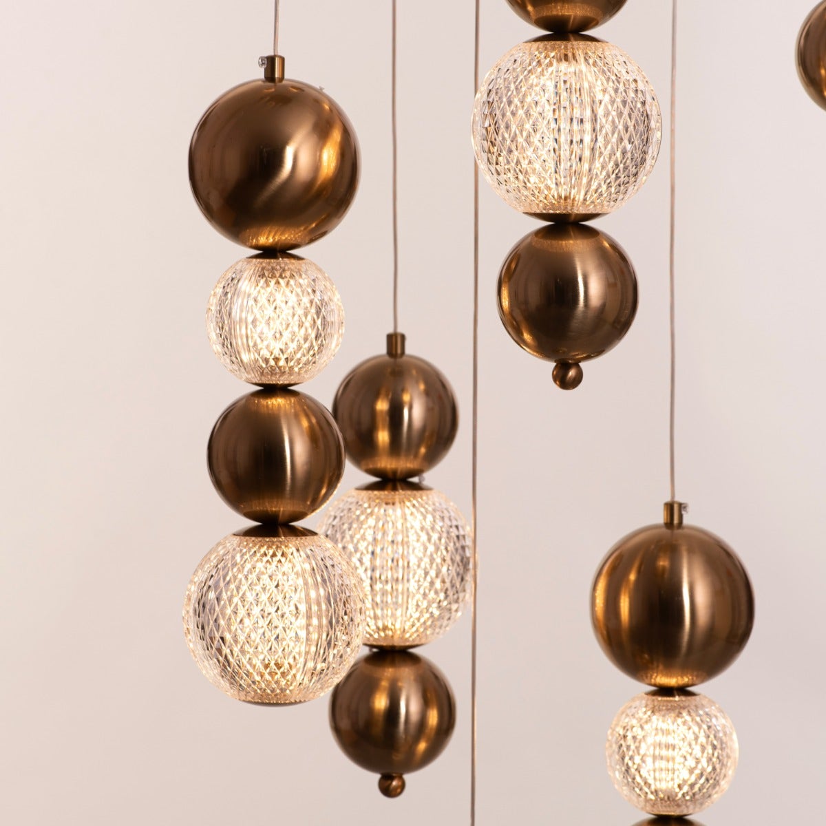 Meant For Me (Gold, Dimmable LED with Remote Control) Double Height Chandelier