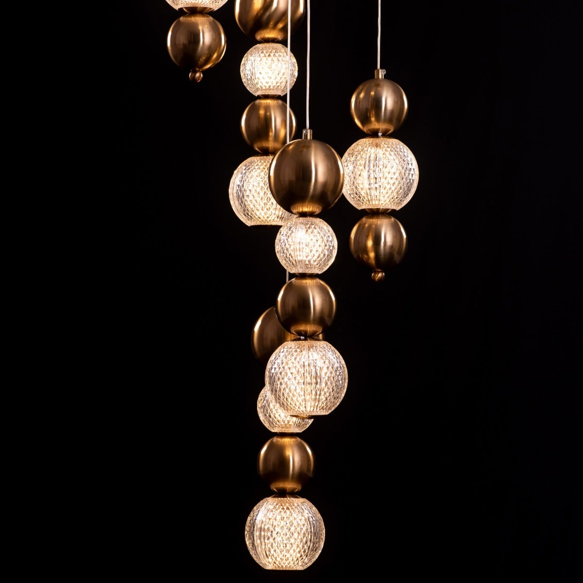 Meant For Me (Gold, Dimmable LED with Remote Control) Double Height Chandelier