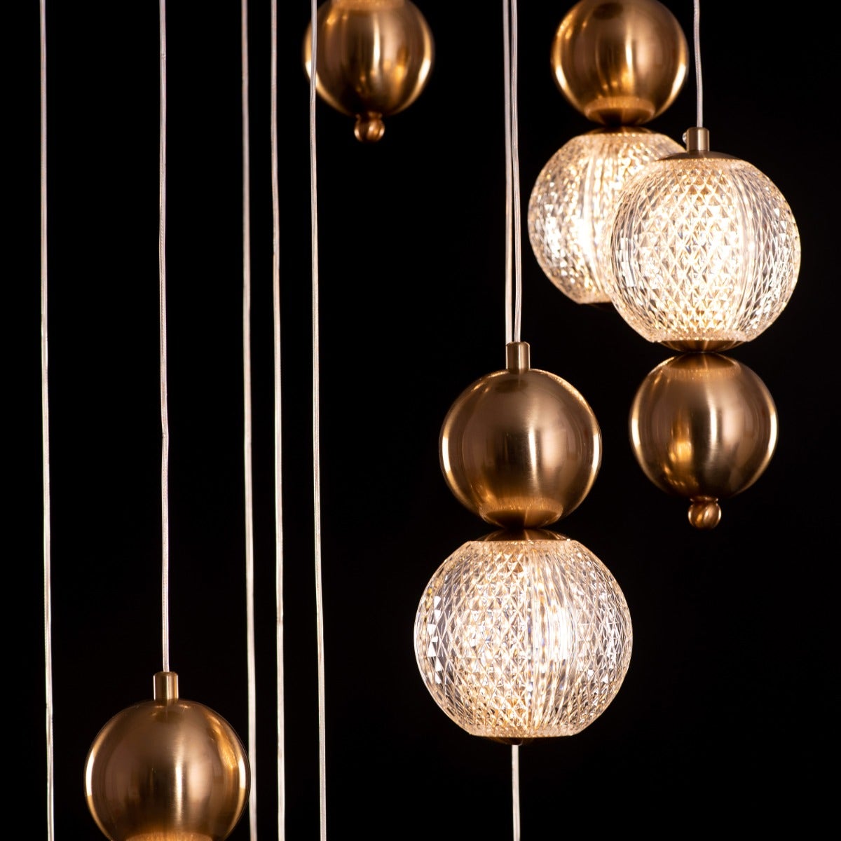 Meant For Me (Gold, Dimmable LED with Remote Control) Double Height Chandelier