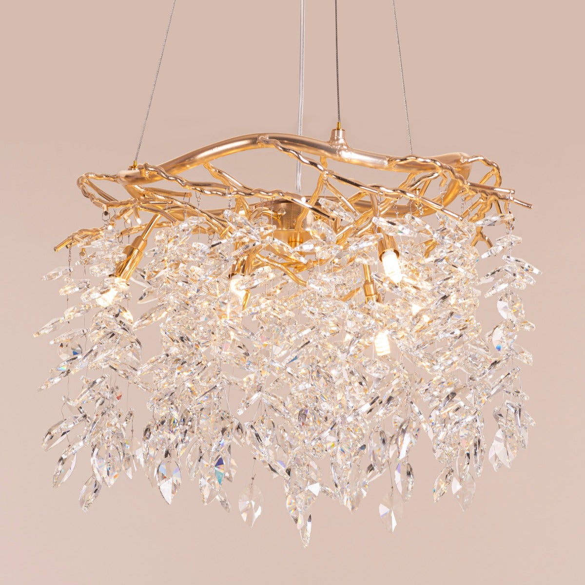 Moral Of The Story (Small, Gold) Tree Branch Crystal Chandelier
