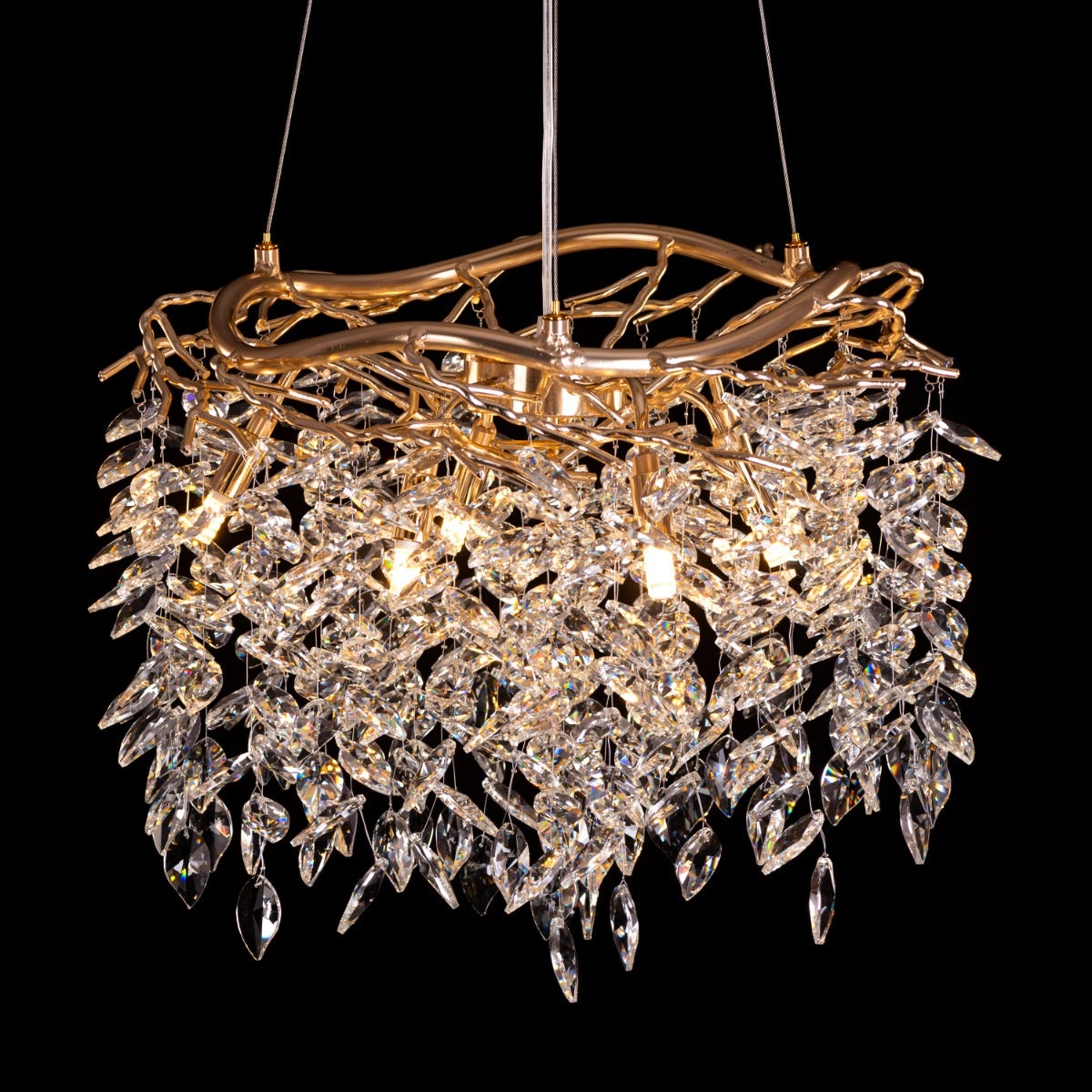 Moral Of The Story (Small, Gold) Tree Branch Crystal Chandelier
