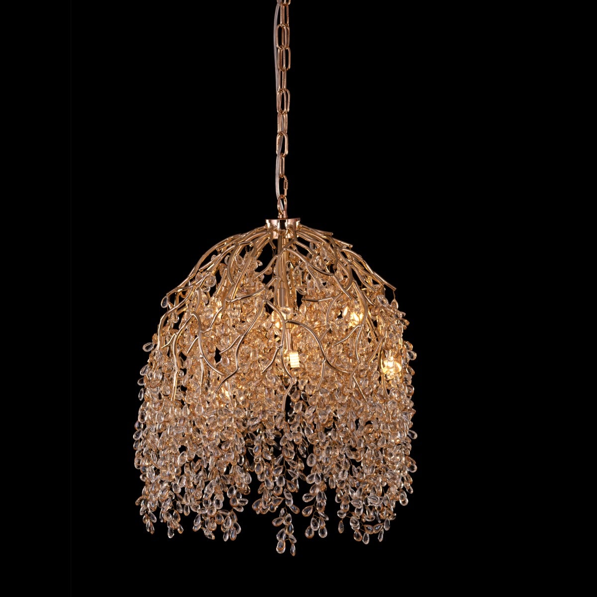 Poets That Write (Small, Gold) Tree Branch Crystal Chandelier