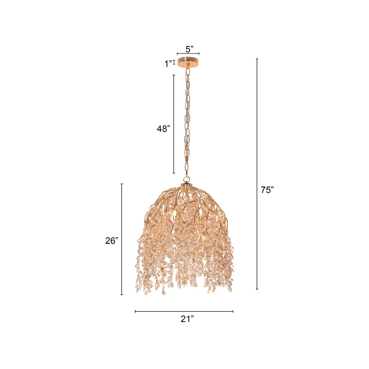 Poets That Write (Small, Gold) Tree Branch Crystal Chandelier