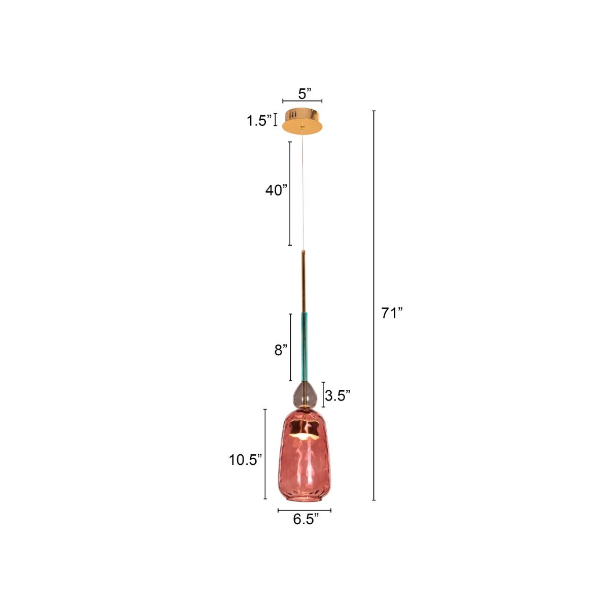 Cherry Bomb (Red, Built-In LED) Textured Glass Pendant Light