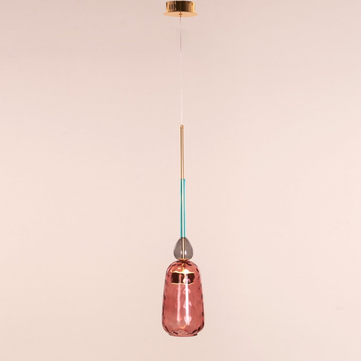 Cherry Bomb (Red, Built-In LED) Textured Glass Pendant Light