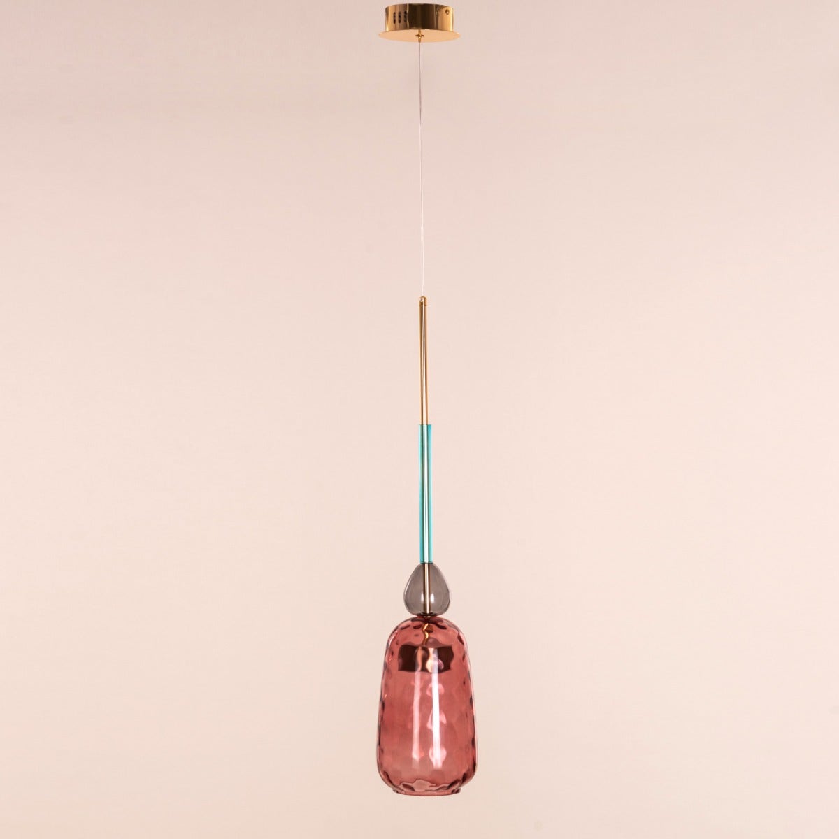 Cherry Bomb (Red, Built-In LED) Textured Glass Pendant Light