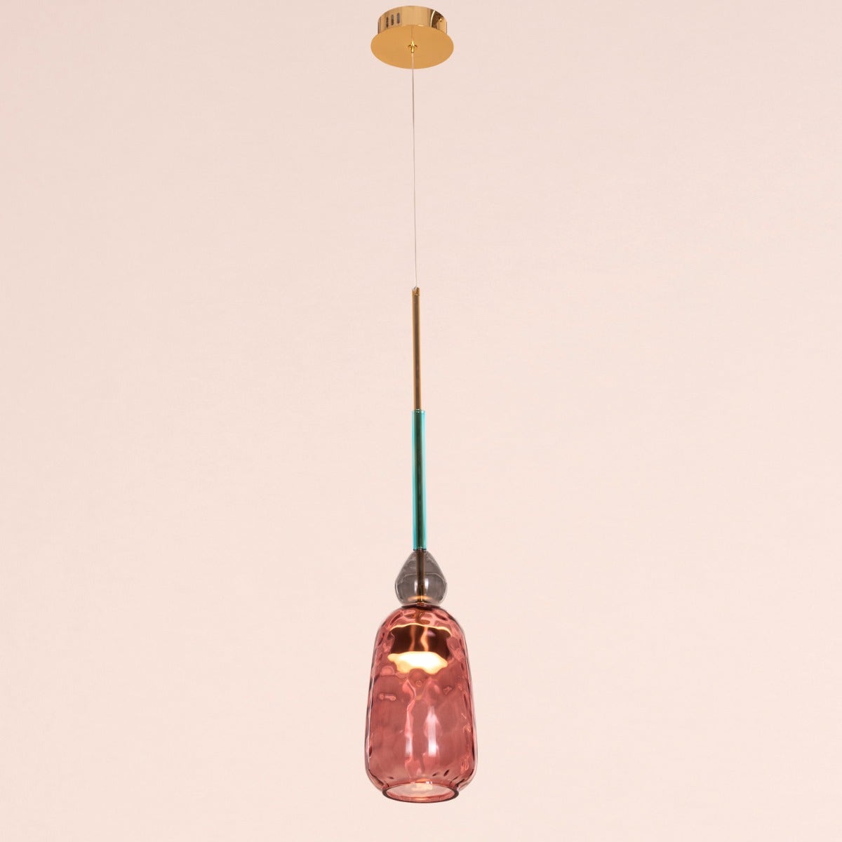 Cherry Bomb (Red, Built-In LED) Textured Glass Pendant Light