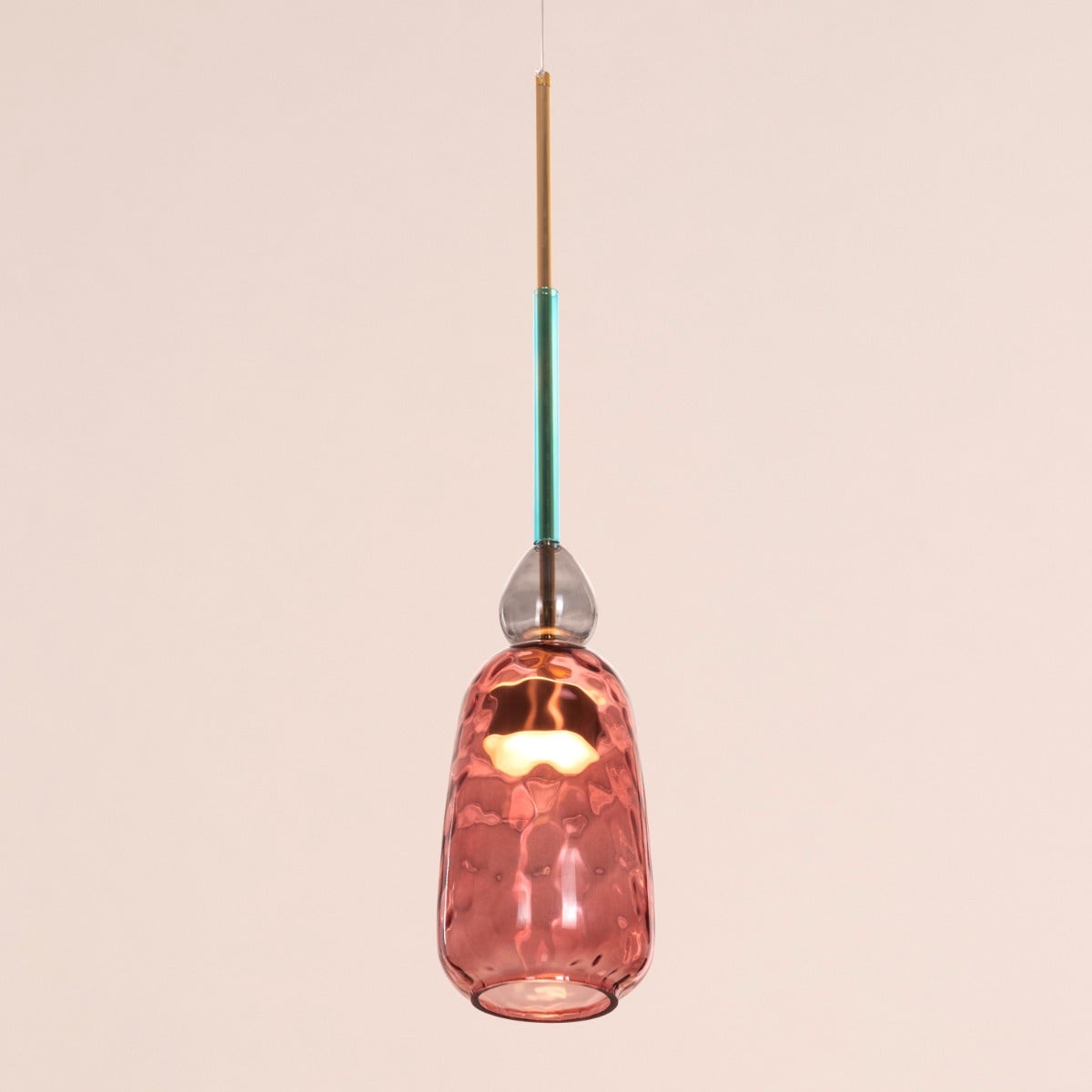 Cherry Bomb (Red, Built-In LED) Textured Glass Pendant Light