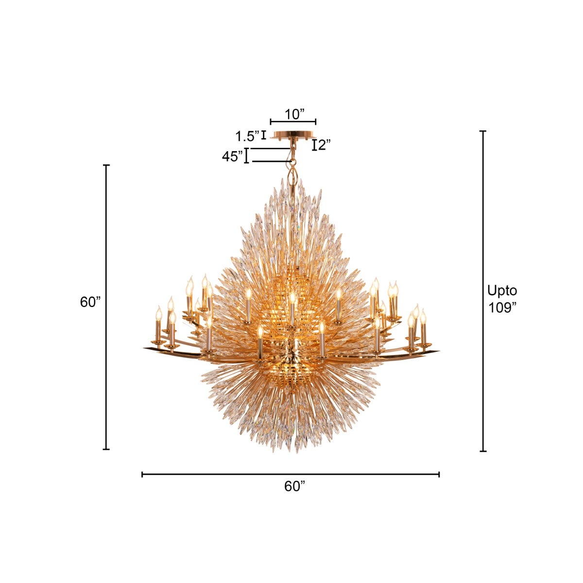 Jewel Of My Heart (Large, Gold) Crystal Chandelier