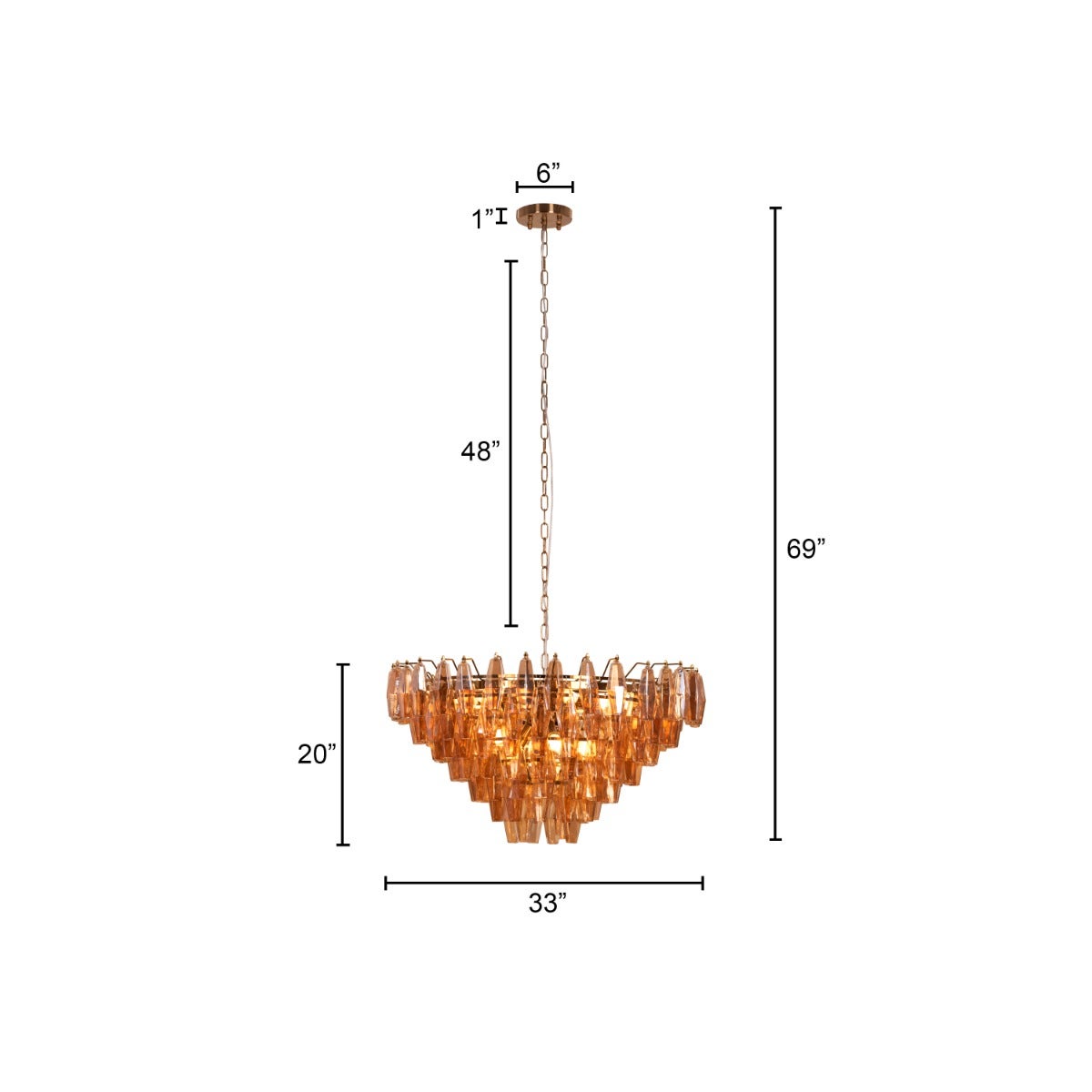 Starry Skies (Medium, Amber) Crystal Chandelier