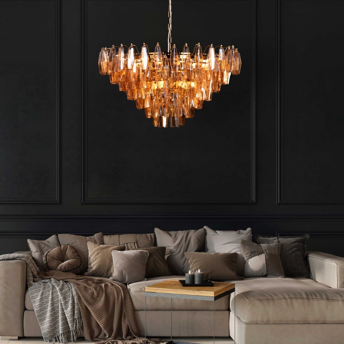 Starry Skies (Medium, Amber) Crystal Chandelier
