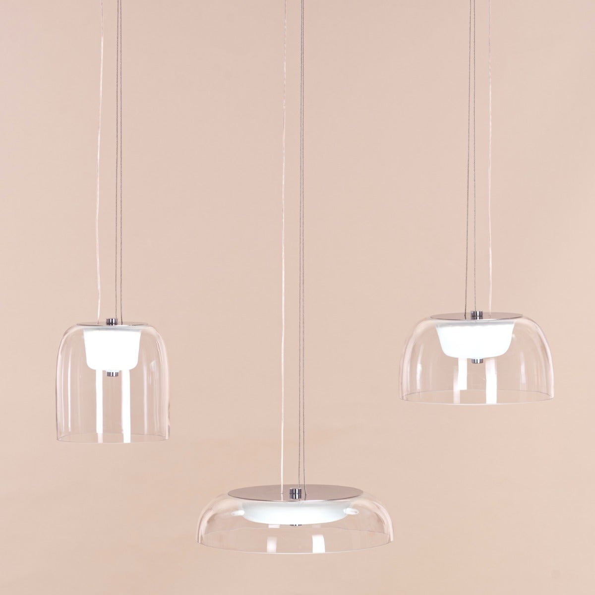 Love Spell (Medium, Chrome, Dimmable LED with Remote Control) Glass Chandelier