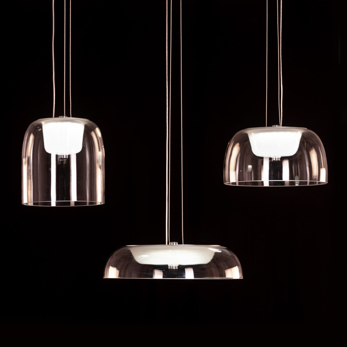 Love Spell (Medium, Chrome, Dimmable LED with Remote Control) Glass Chandelier