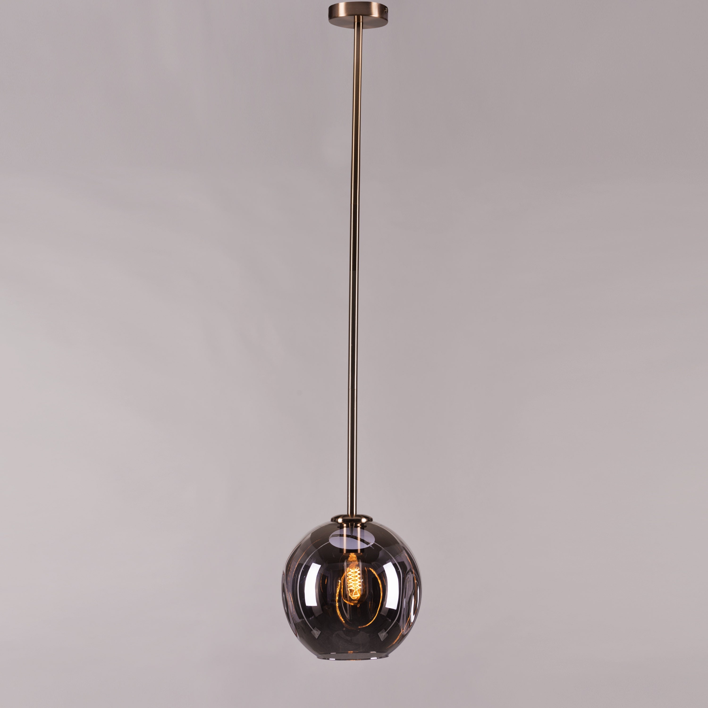 Tear Drop (Long, Smokey Grey, Gold) Glass Pendant Light