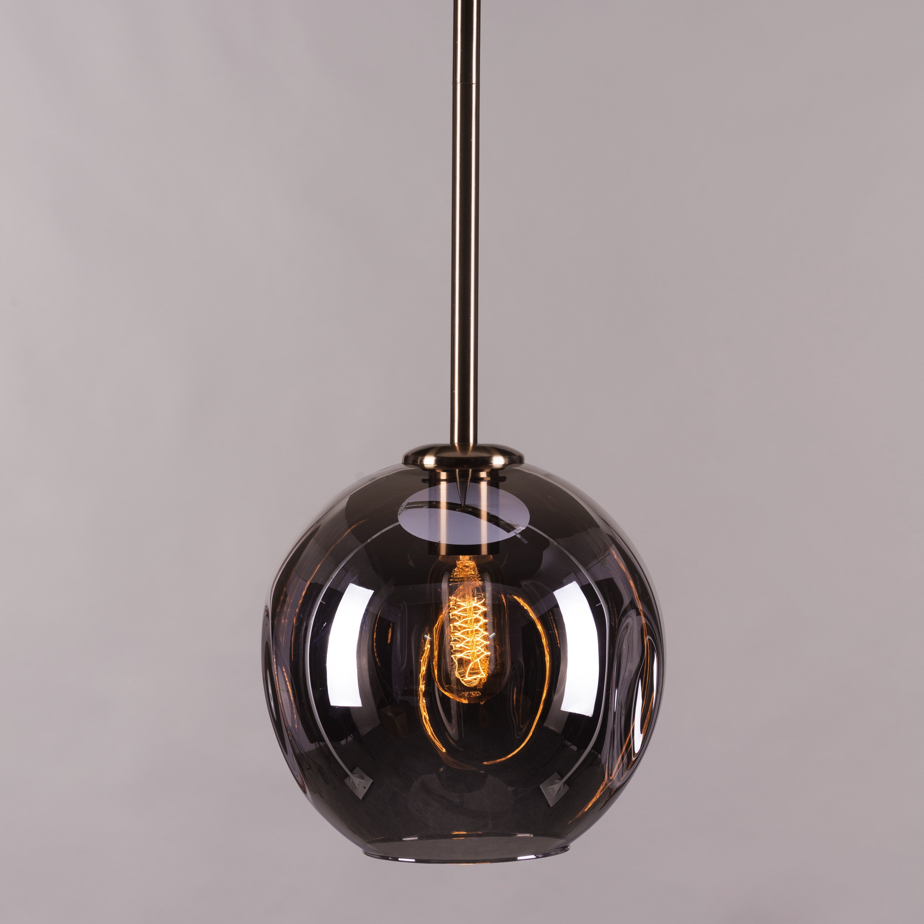 Tear Drop (Long, Smokey Grey, Gold) Glass Pendant Light