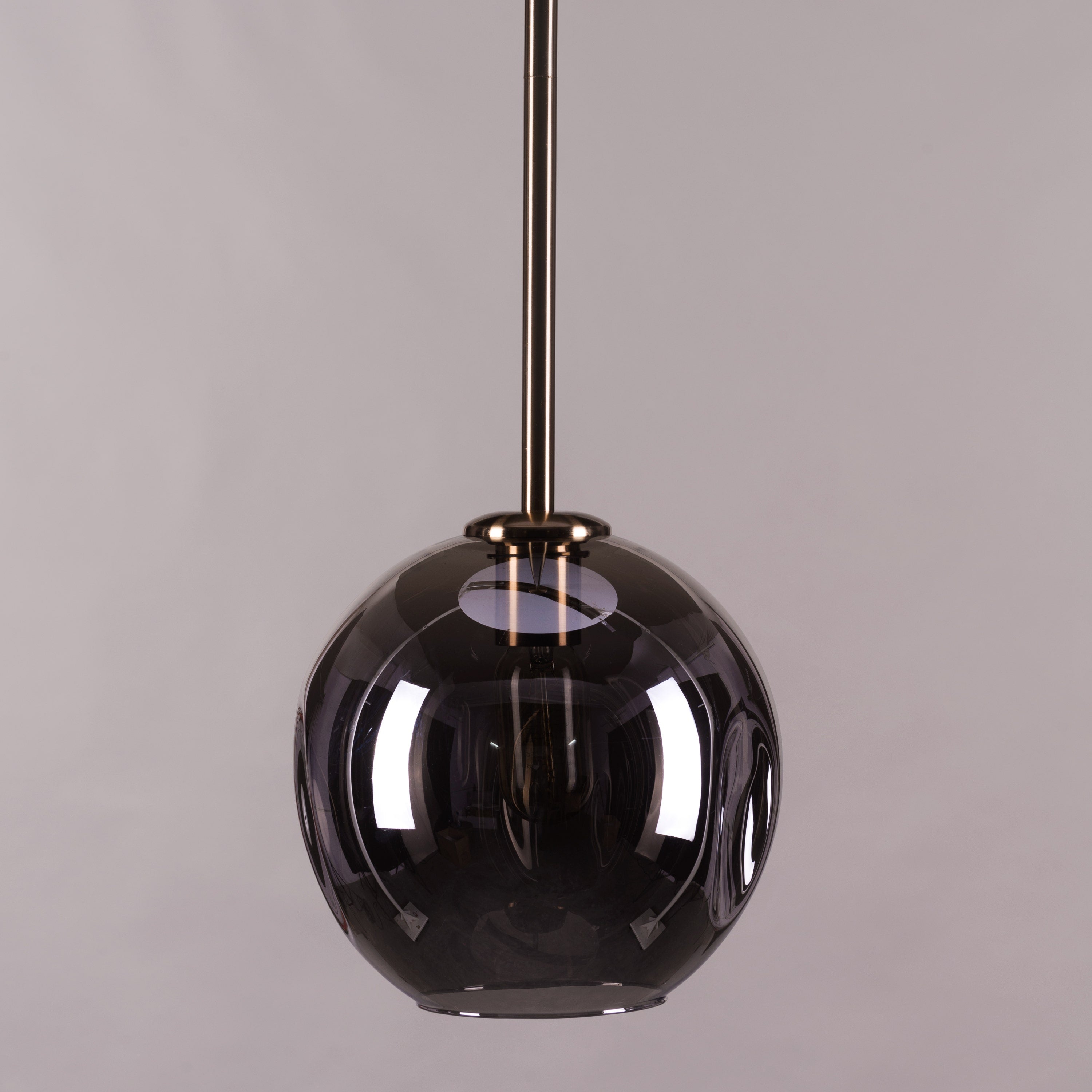 Tear Drop (Long, Smokey Grey, Gold) Glass Pendant Light