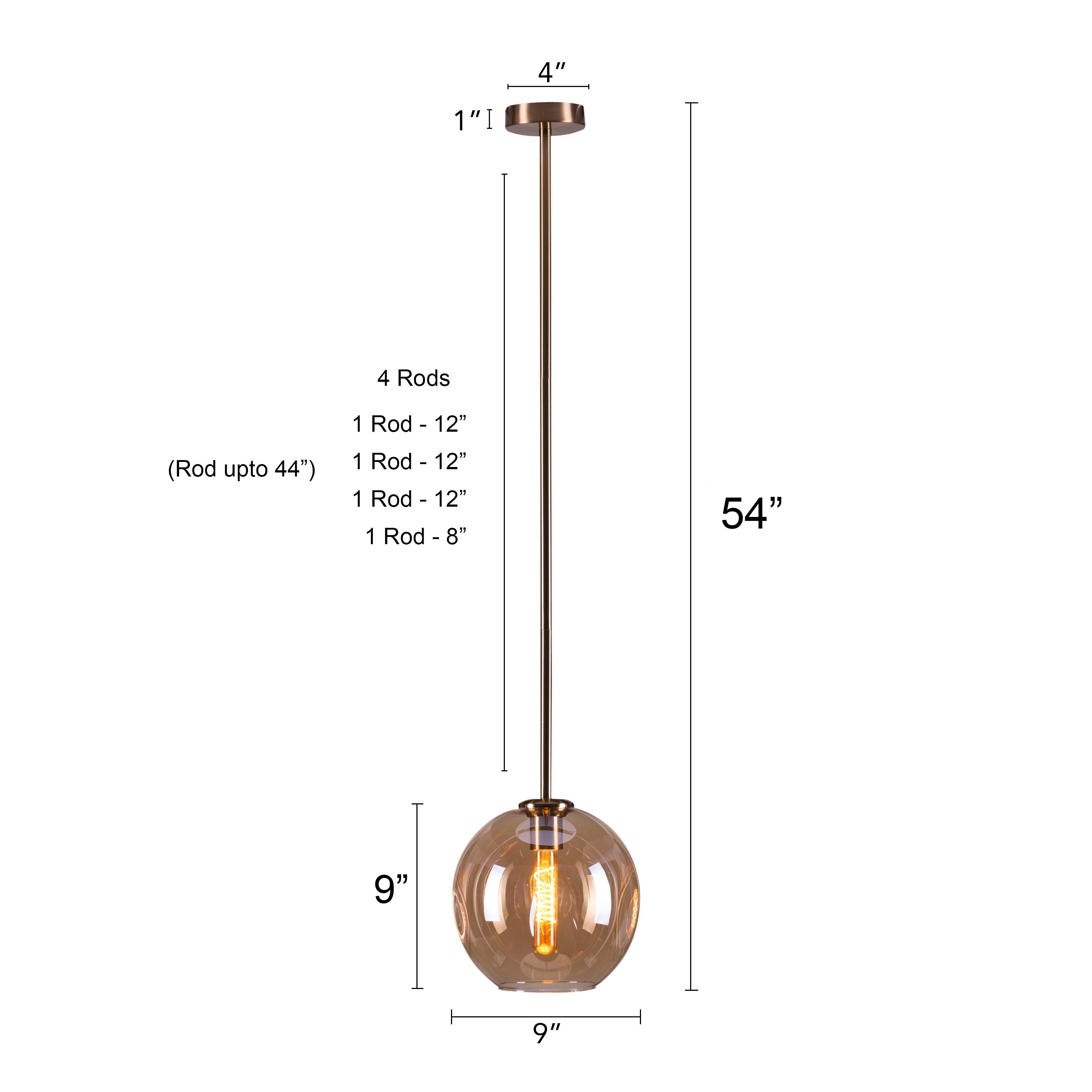 Tear Drop (Long, Amber, Gold) Glass Pendant Light