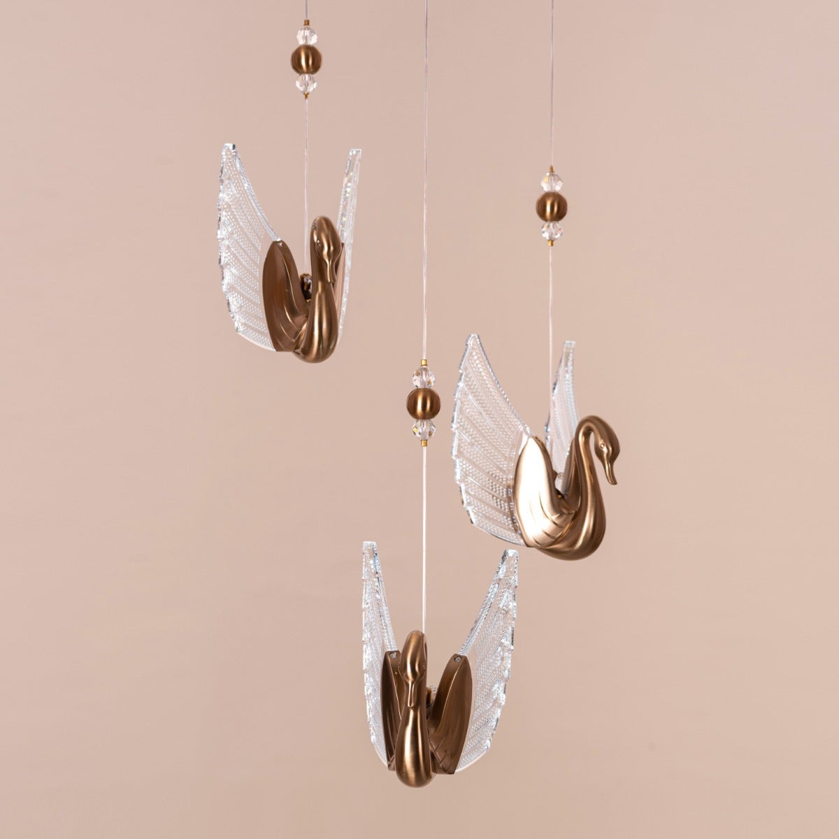 Two Birds One Throne (Small, Gold, Dimmable LED with Remote Control) Chandelier