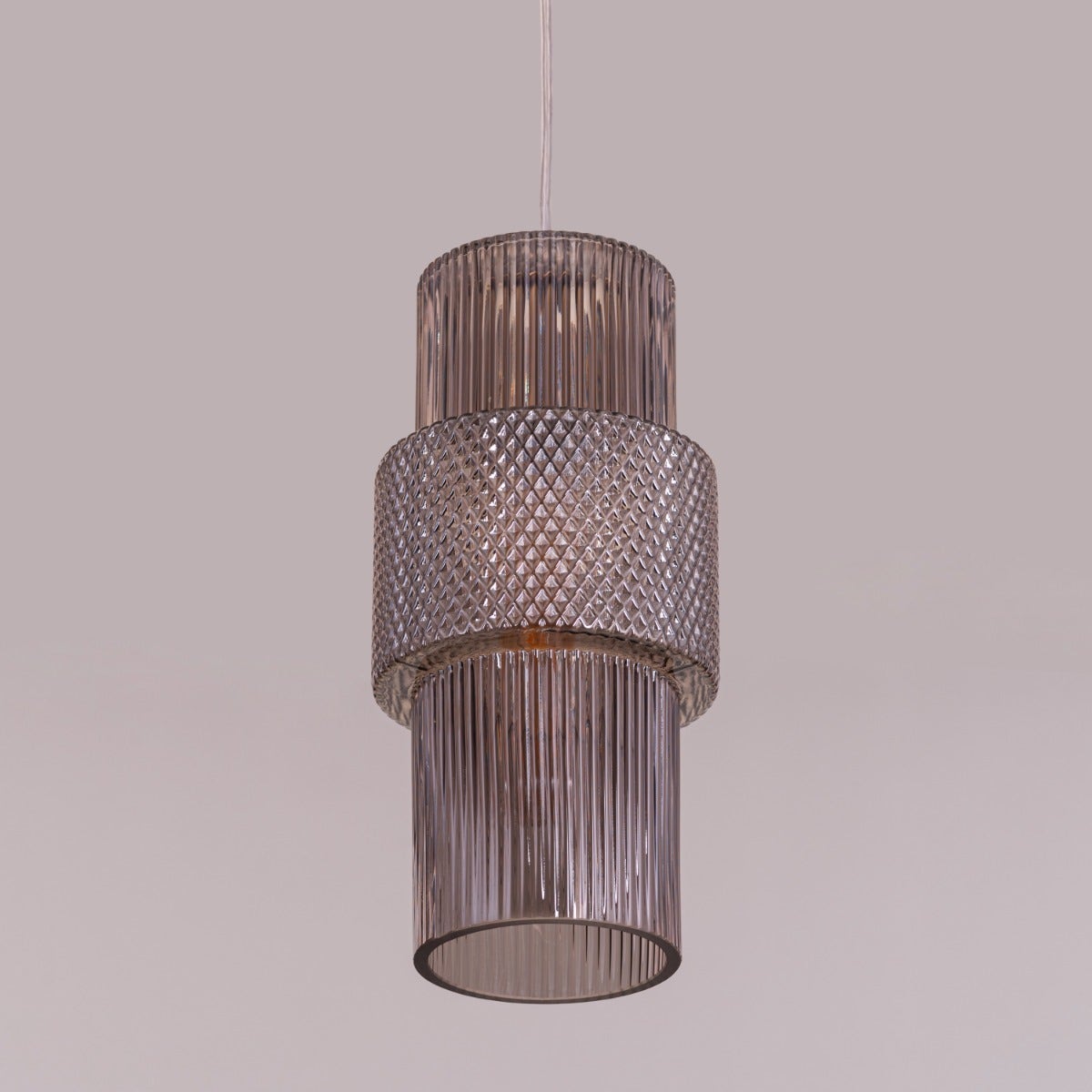Drive To Mexico (Smokey Grey) Textured Glass Pendant Light