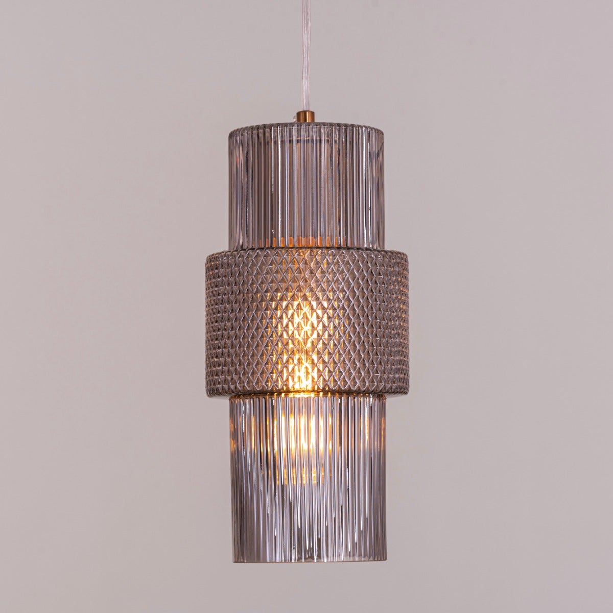 Drive To Mexico (Smokey Grey) Textured Glass Pendant Light