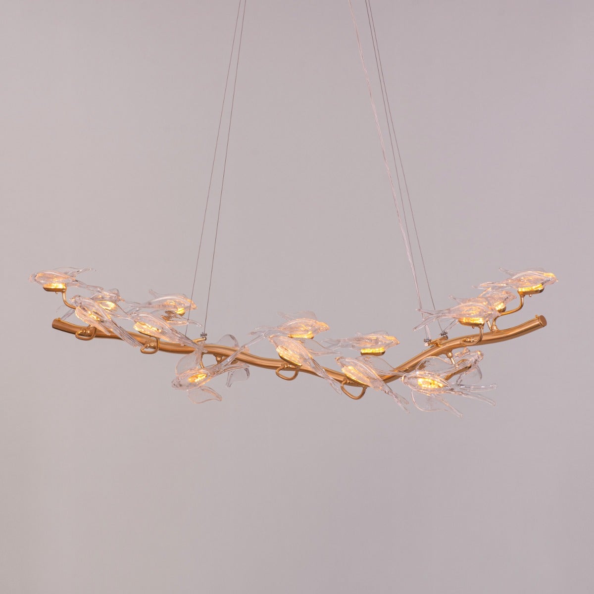 Birds Of Paradise (Large, Gold, Dimmable LED with Remote Control) Chandelier