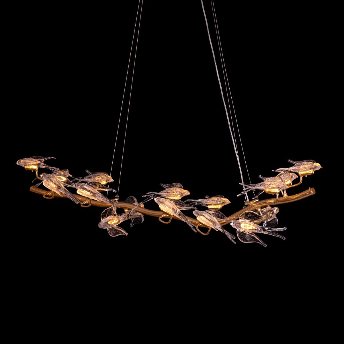 Birds Of Paradise (Large, Gold, Dimmable LED with Remote Control) Chandelier