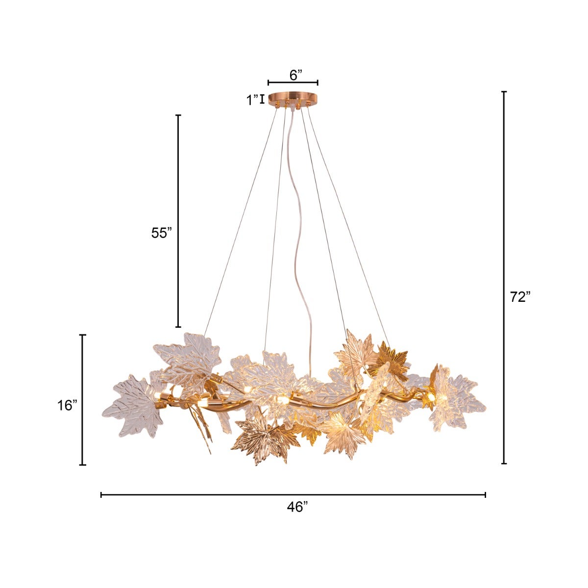 Falling For Flowers (Large, Gold) 1-Layer Tree Branch Crystal Chandelier