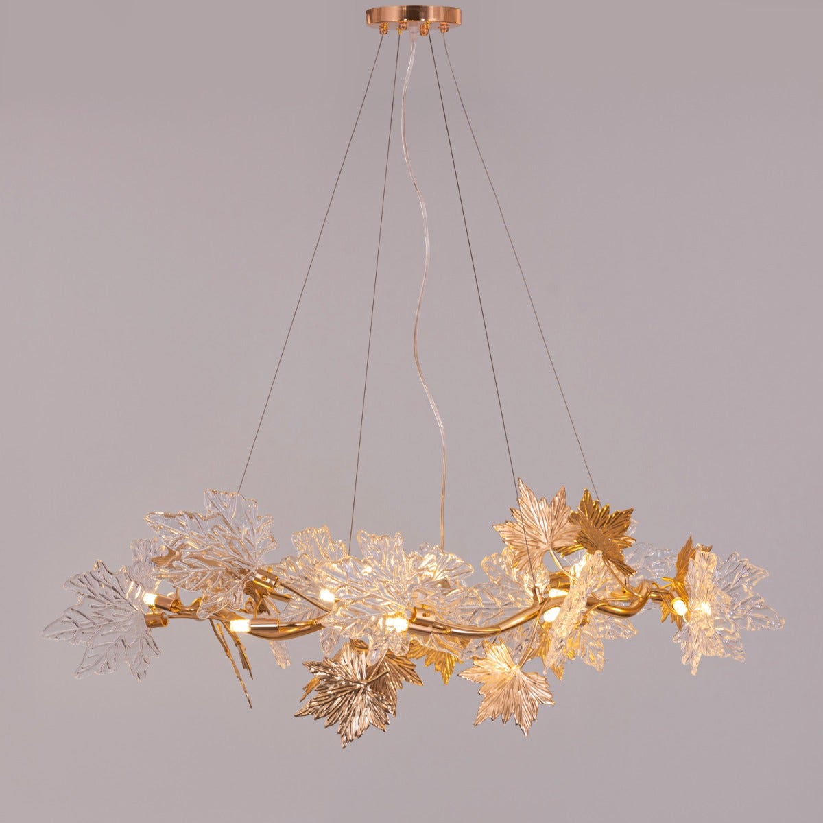 Falling For Flowers (Large, Gold) 1-Layer Tree Branch Crystal Chandelier