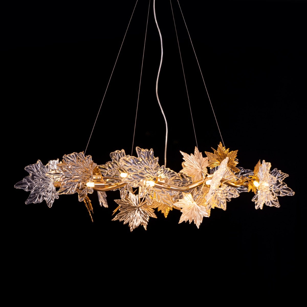 Falling For Flowers (Large, Gold) 1-Layer Tree Branch Crystal Chandelier