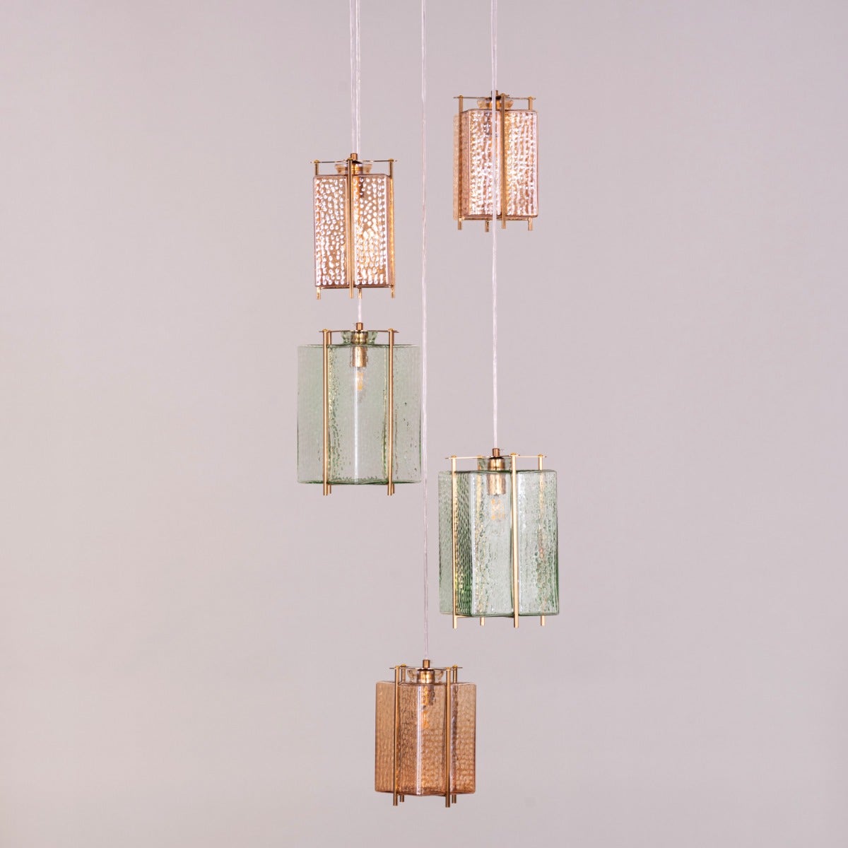 Take The Leap (Amber, Green) Textured Glass Chandelier