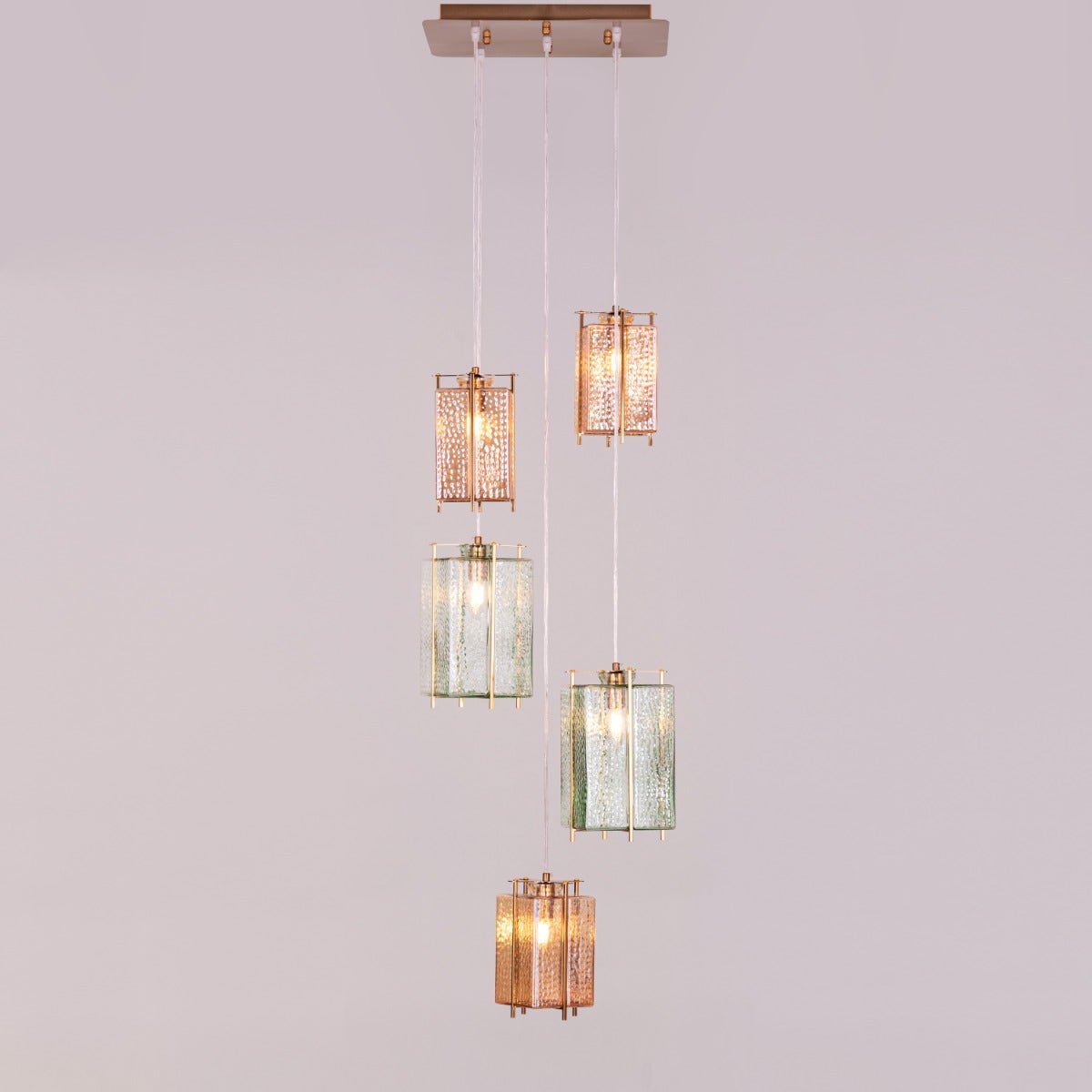 Take The Leap (Amber, Green) Textured Glass Chandelier