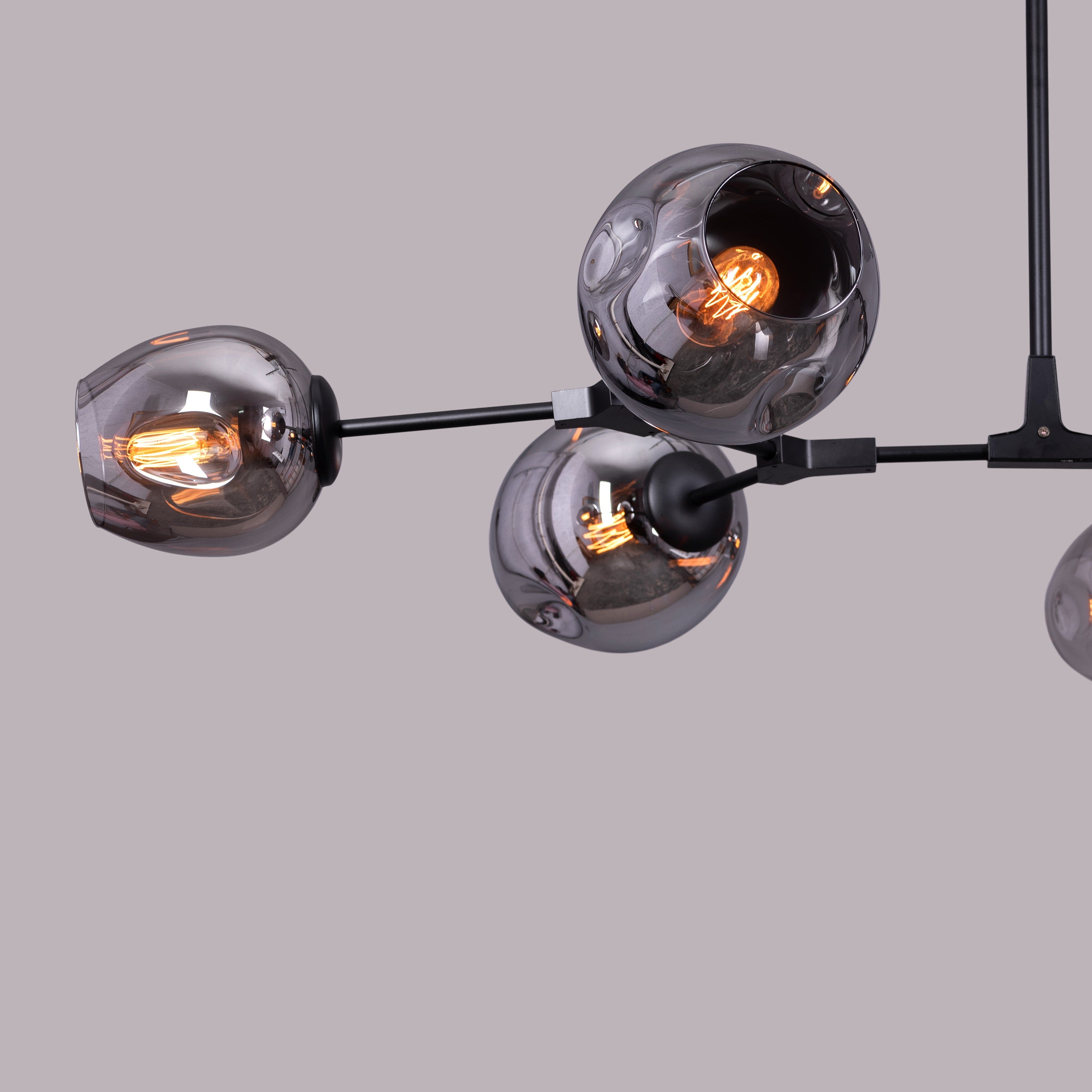 Games People Play (Large, Black, Smokey Grey, 10 Head) Glass Chandelier