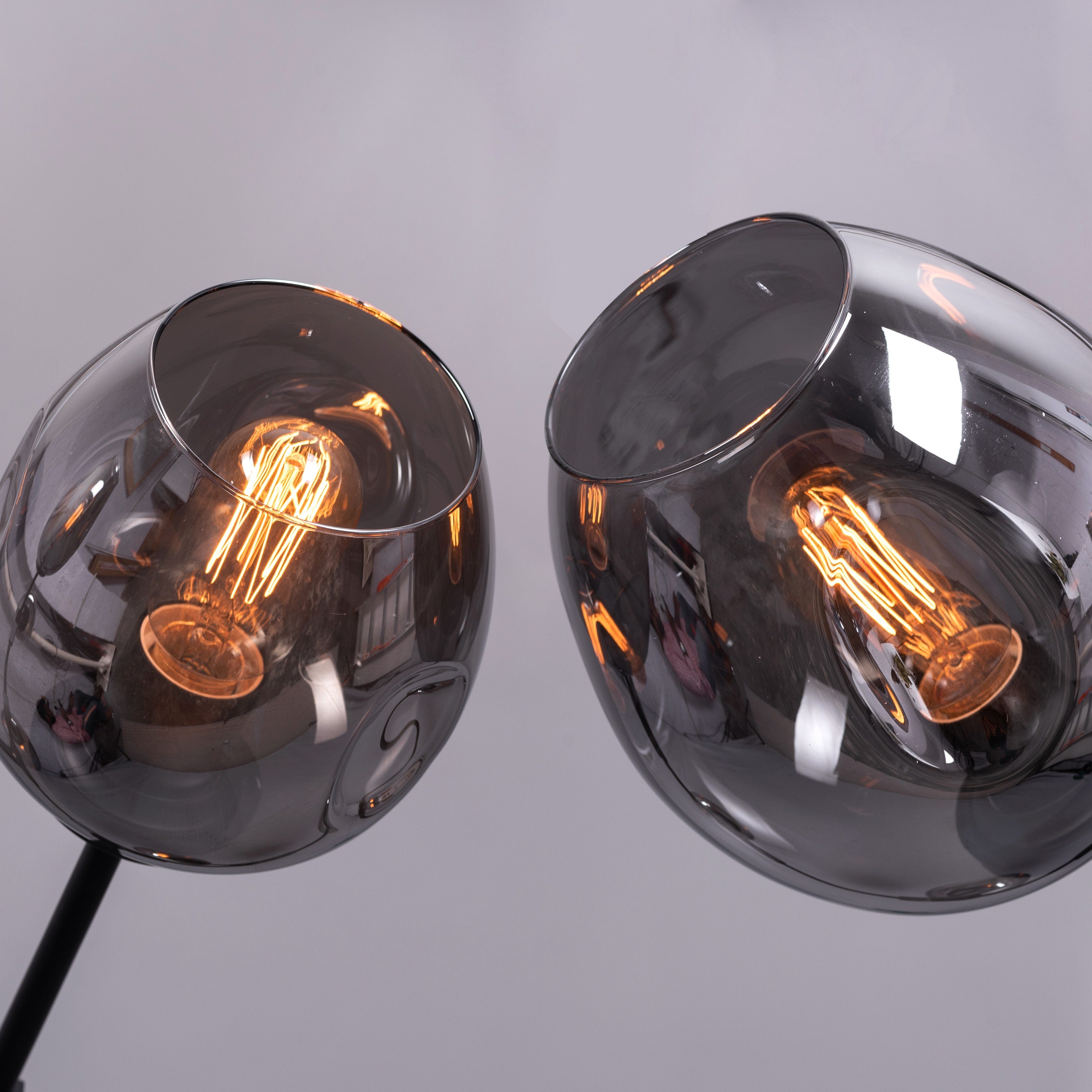 Games People Play (Large, Black, Smokey Grey, 10 Head) Glass Chandelier