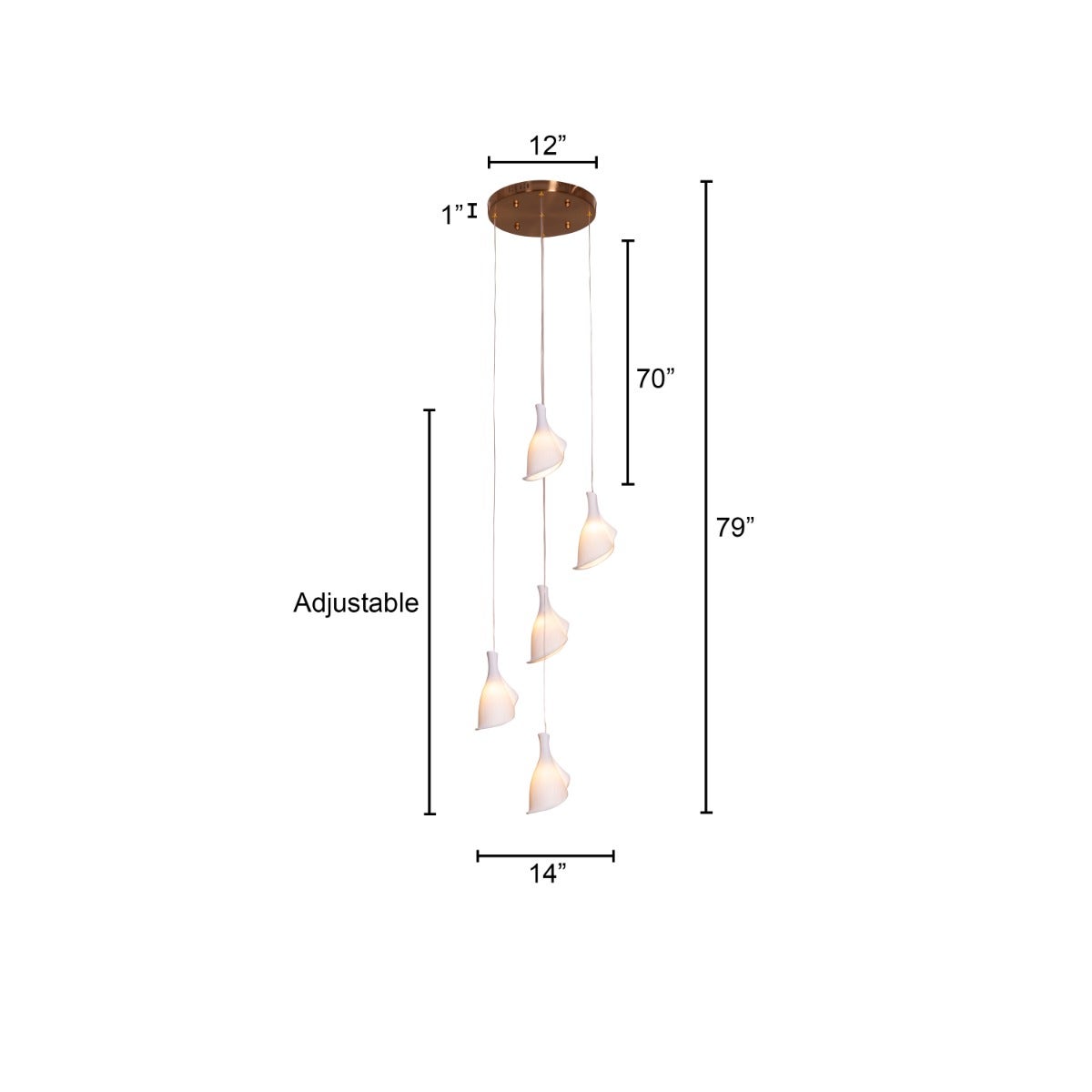 Flying In A Dream (Gold) Ceramic Chandelier