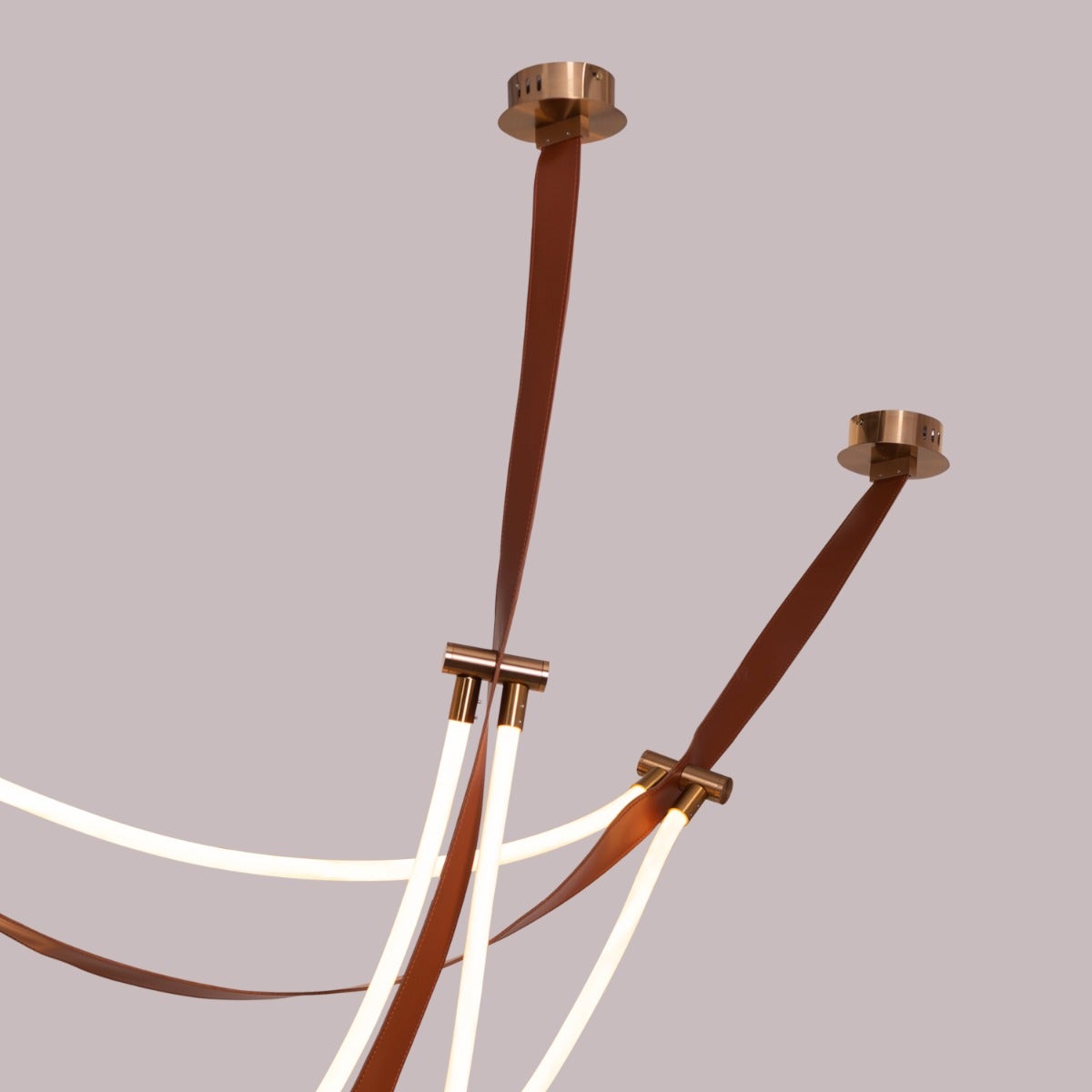 Racetrack Racehorse (Large, Brown, 3 Color Built-In LED) Leather Chandelier