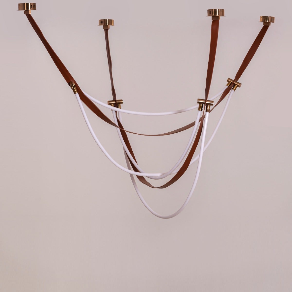 Racetrack Racehorse (Large, Brown, 3 Color Built-In LED) Leather Chandelier