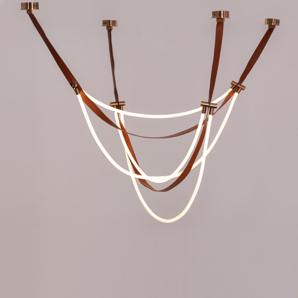 Racetrack Racehorse (Large, Brown, 3 Color Built-In LED) Leather Chandelier