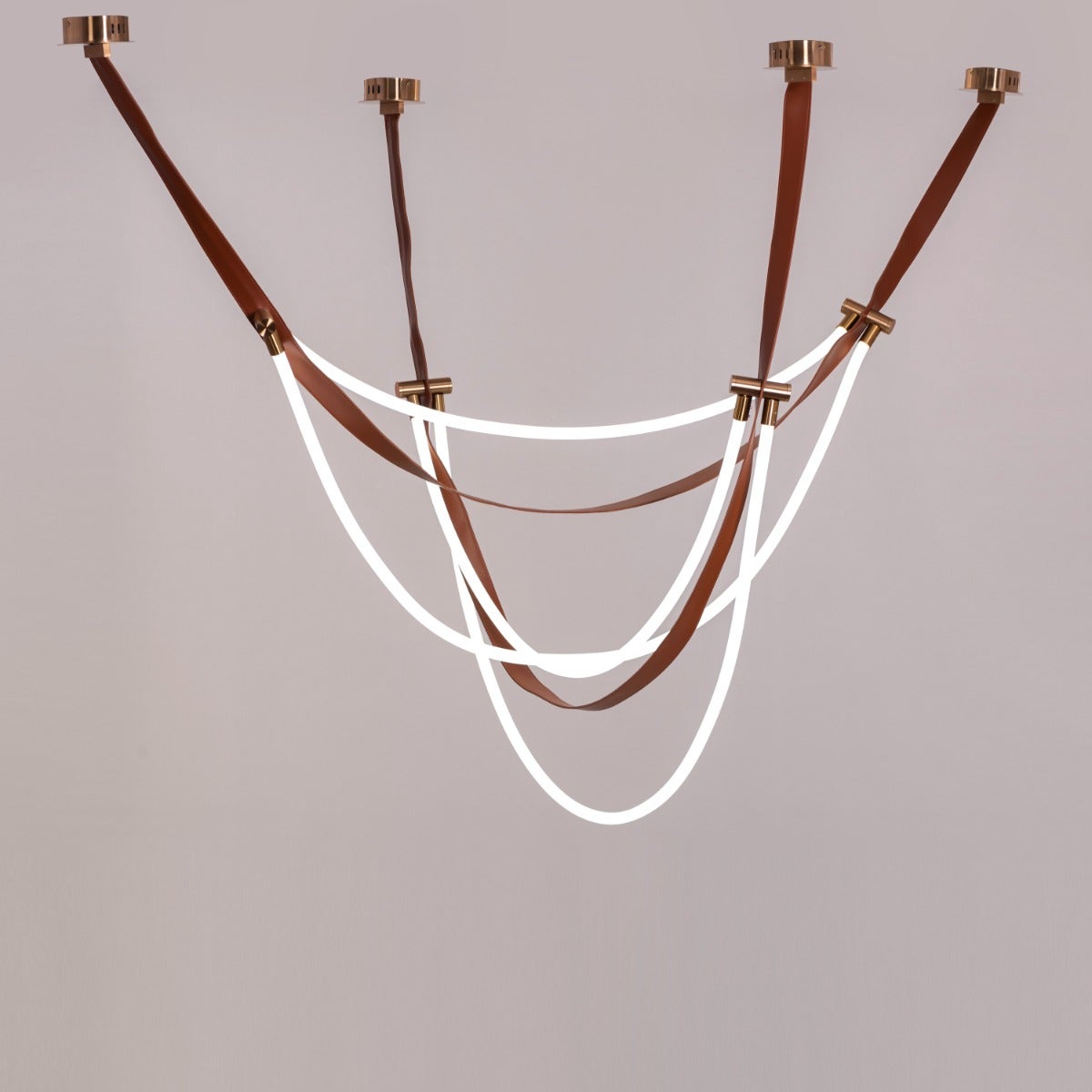 Racetrack Racehorse (Large, Brown, 3 Color Built-In LED) Leather Chandelier