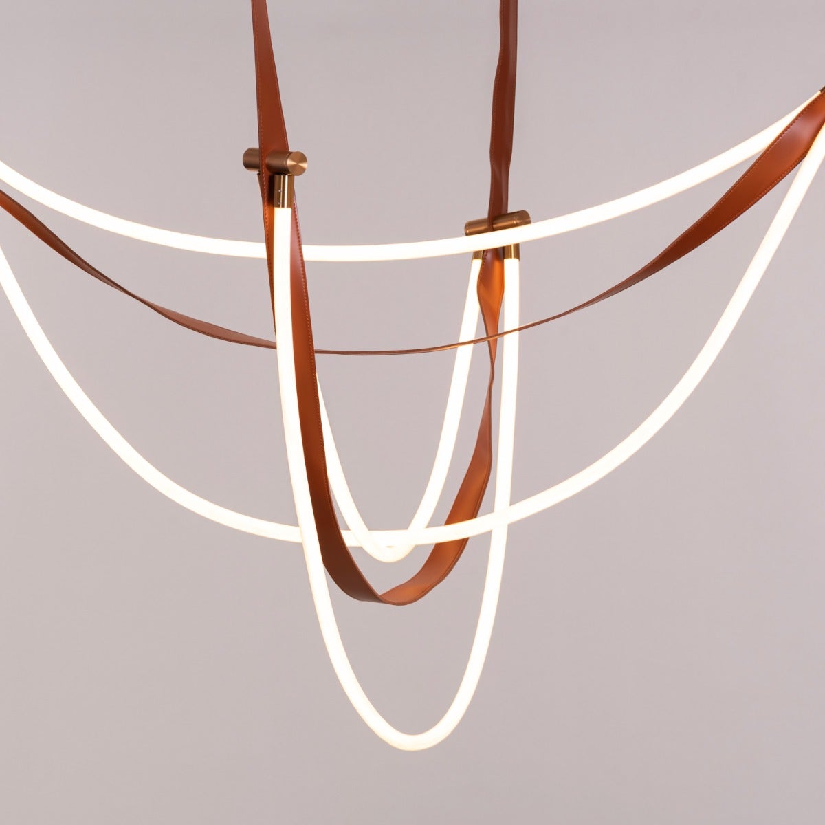 Racetrack Racehorse (Large, Brown, 3 Color Built-In LED) Leather Chandelier