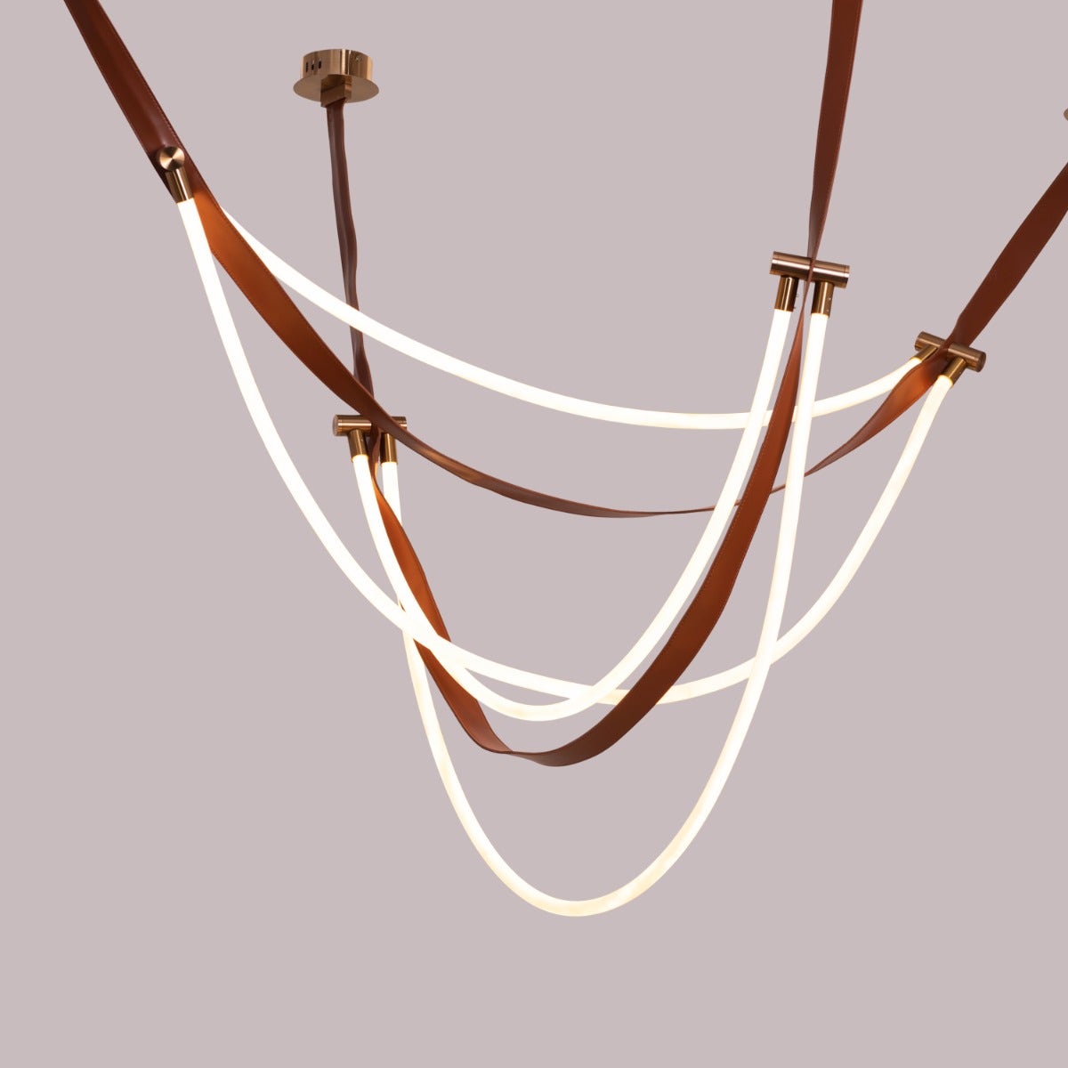 Racetrack Racehorse (Large, Brown, 3 Color Built-In LED) Leather Chandelier