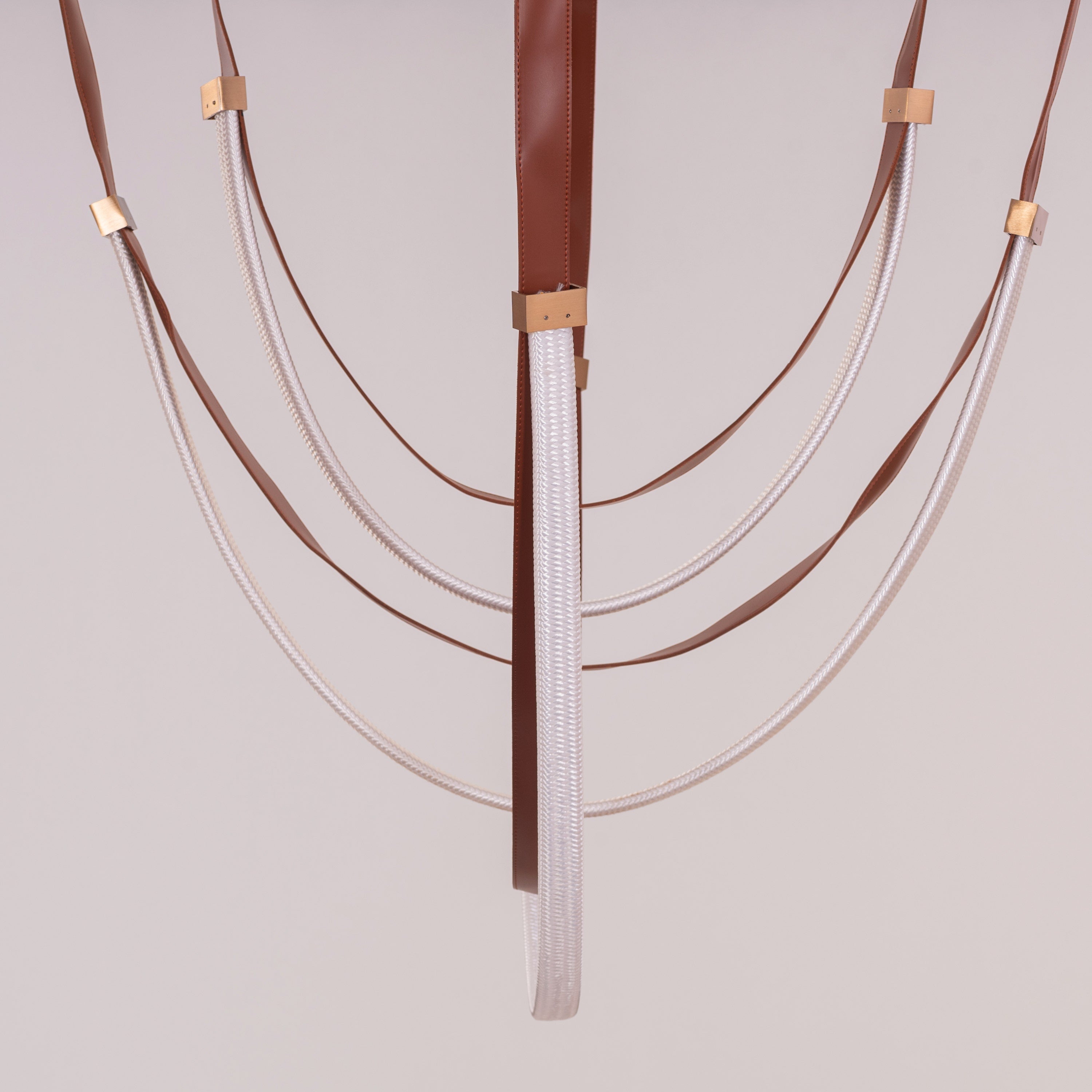 Buckle Up (Large, Brown, White, 3 Color Built-In LED) Leather Chandelier