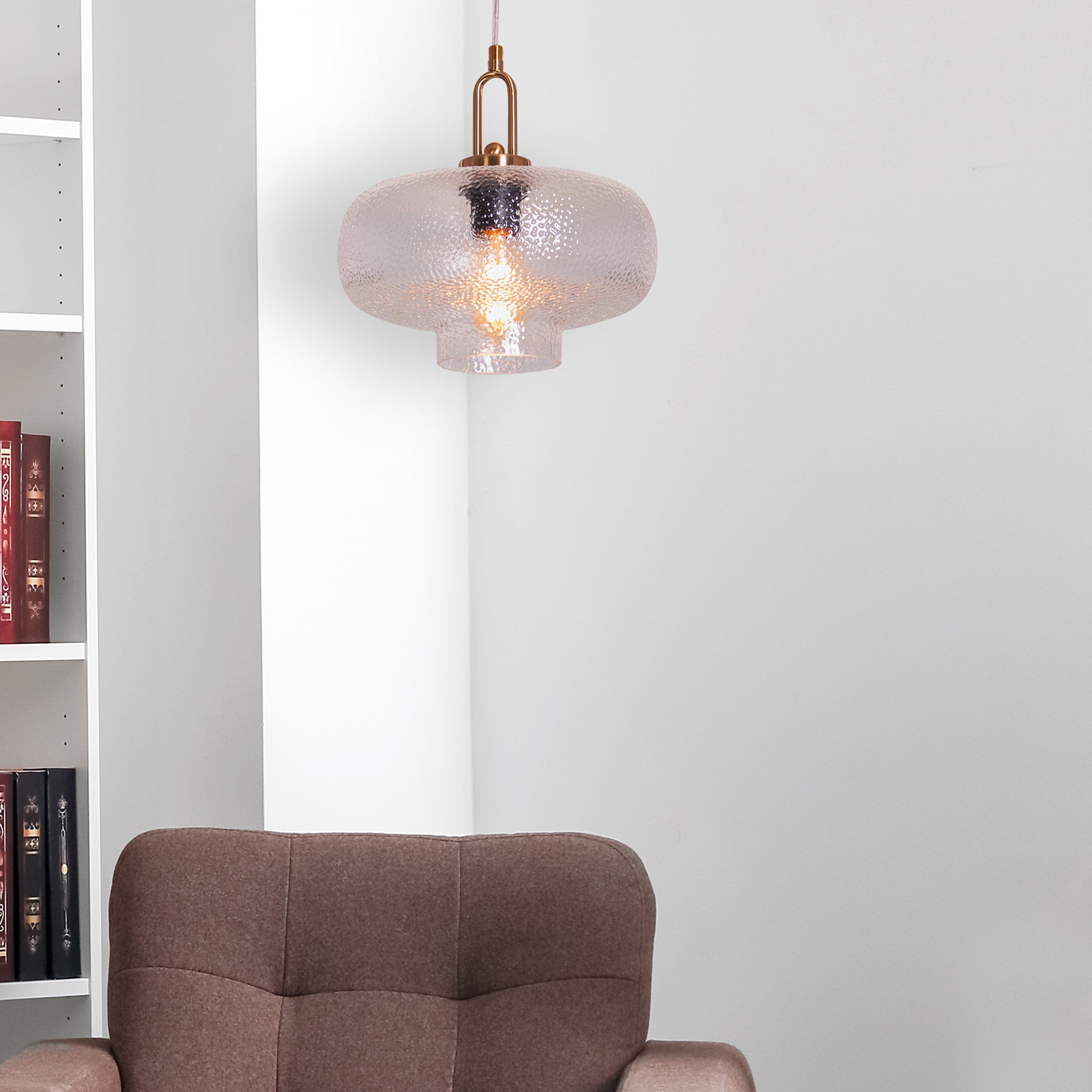 Take Me Traveling (Stout, Gold) Textured Glass Pendant Light