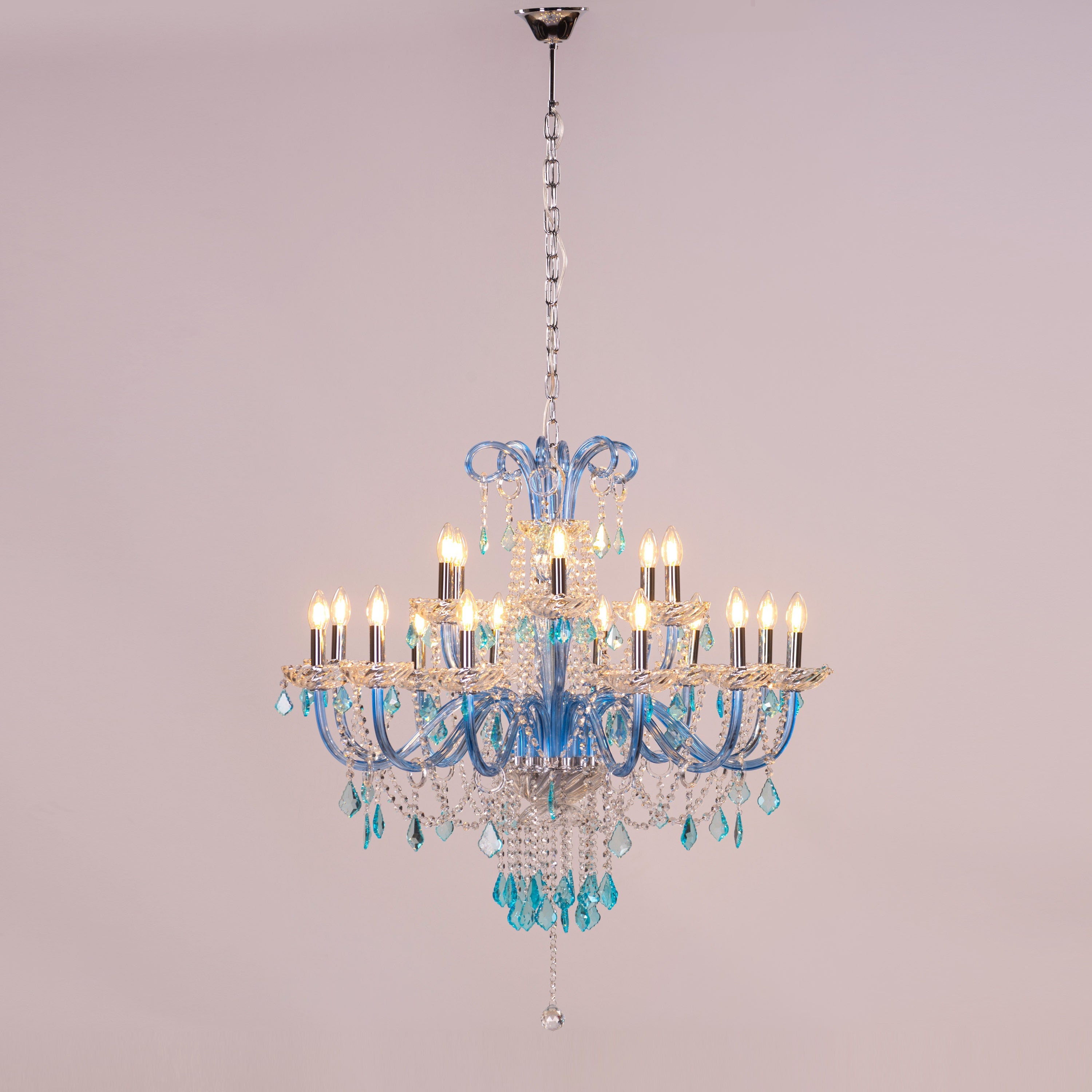 Georgian Glamour Grand (Large, Aqua Blue) Crystal Chandelier