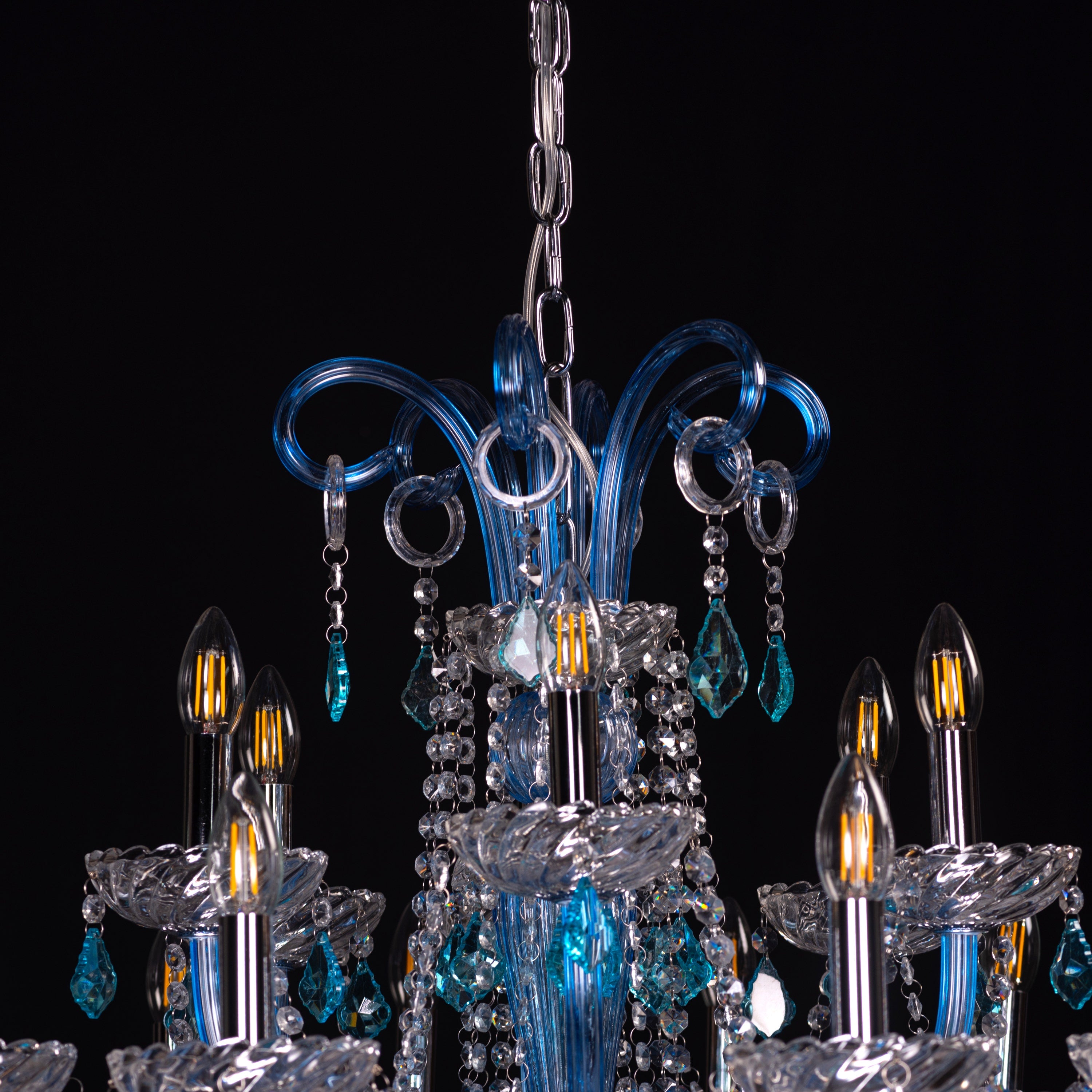 Georgian Glamour Grand (Large, Aqua Blue) Crystal Chandelier