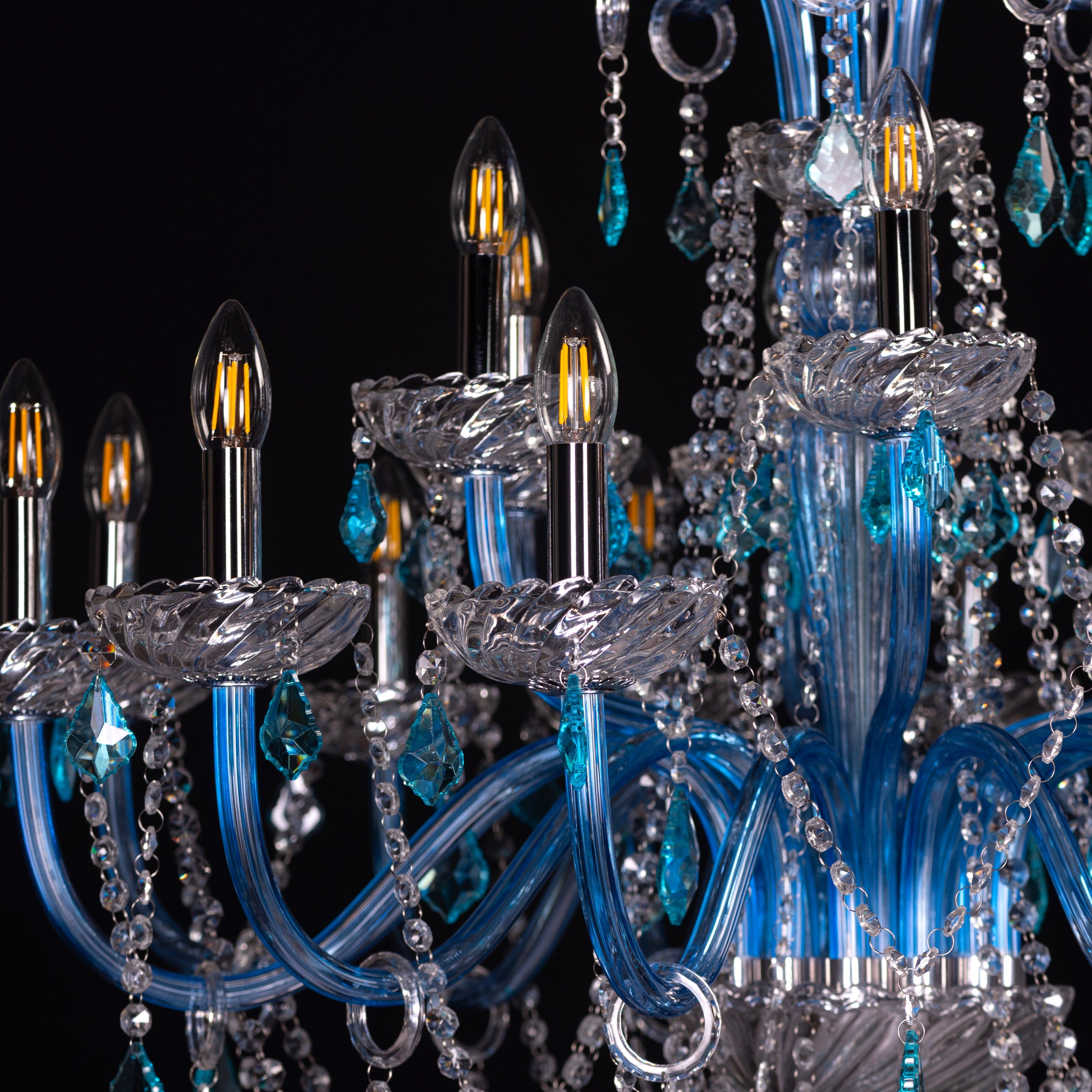 Georgian Glamour Grand (Large, Aqua Blue) Crystal Chandelier